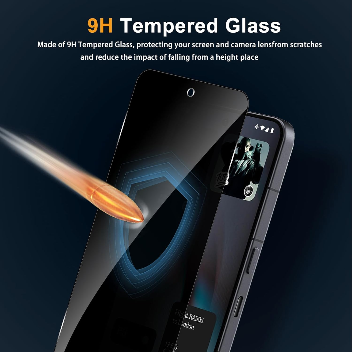 Heeyeal Privacy Screen Protector Compatible with Nothing Phone (3) 5G, Tempered Glass Anti-Spy Film, Shatterproof Anti-Scratch, Pack of 2, 9H Hardness Anti-Spy Privacy Screen Protector for Nothing image number 5