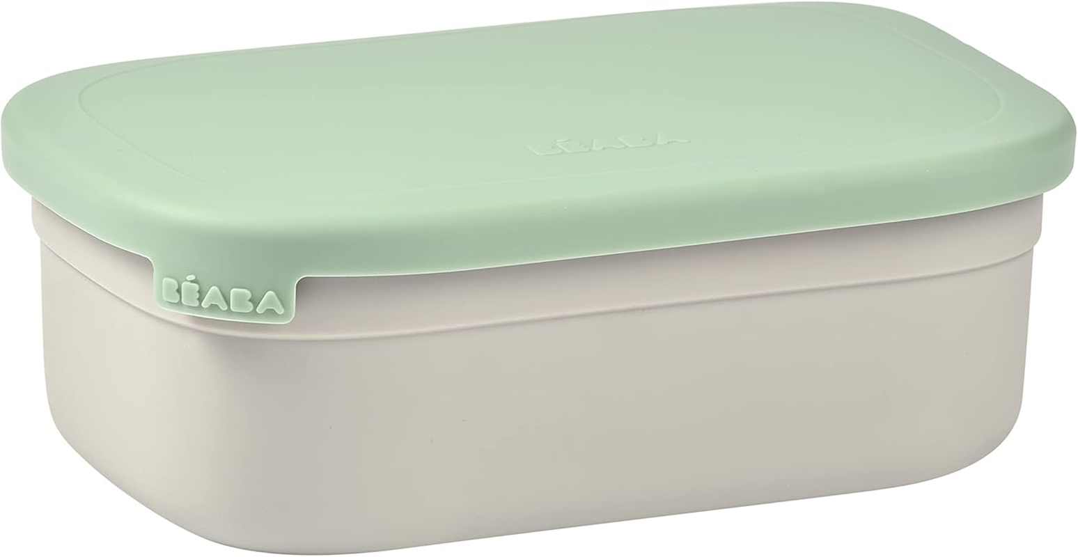 B&Eacute;ABA, Children'S Lunch Box with Compartments, Leak-Proof and Bpa-Free, Stainless Steel Bento Box Children, Silicone Case, Extremely Robust, Ideal for Nursery and School, 760 Ml, Grey/Blue