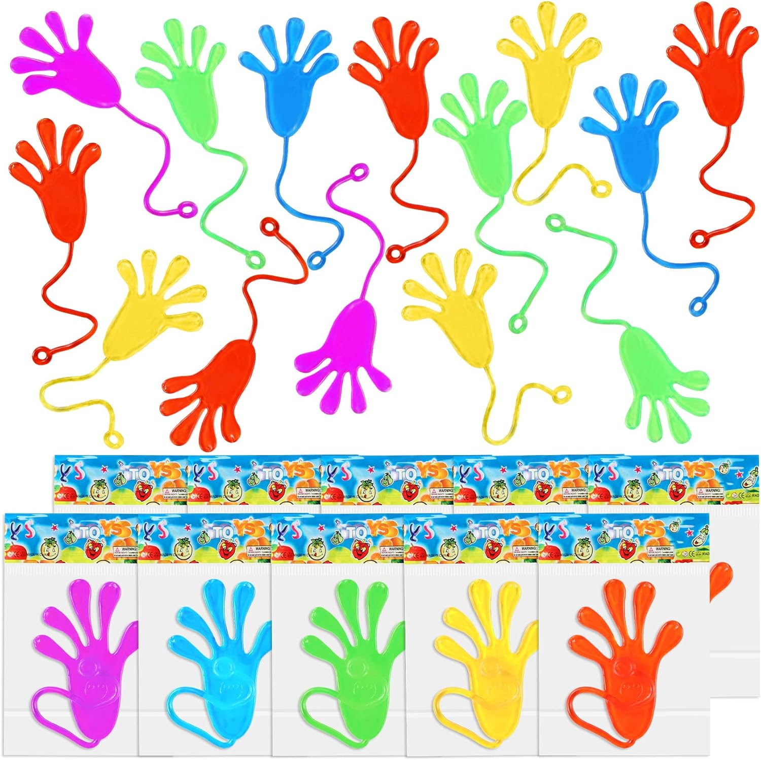24 Pack Sticky Hands Stretchy Sticky Sensory Toys for Birthday Party Favors, Party Bag Fillers, Random Color image number 2