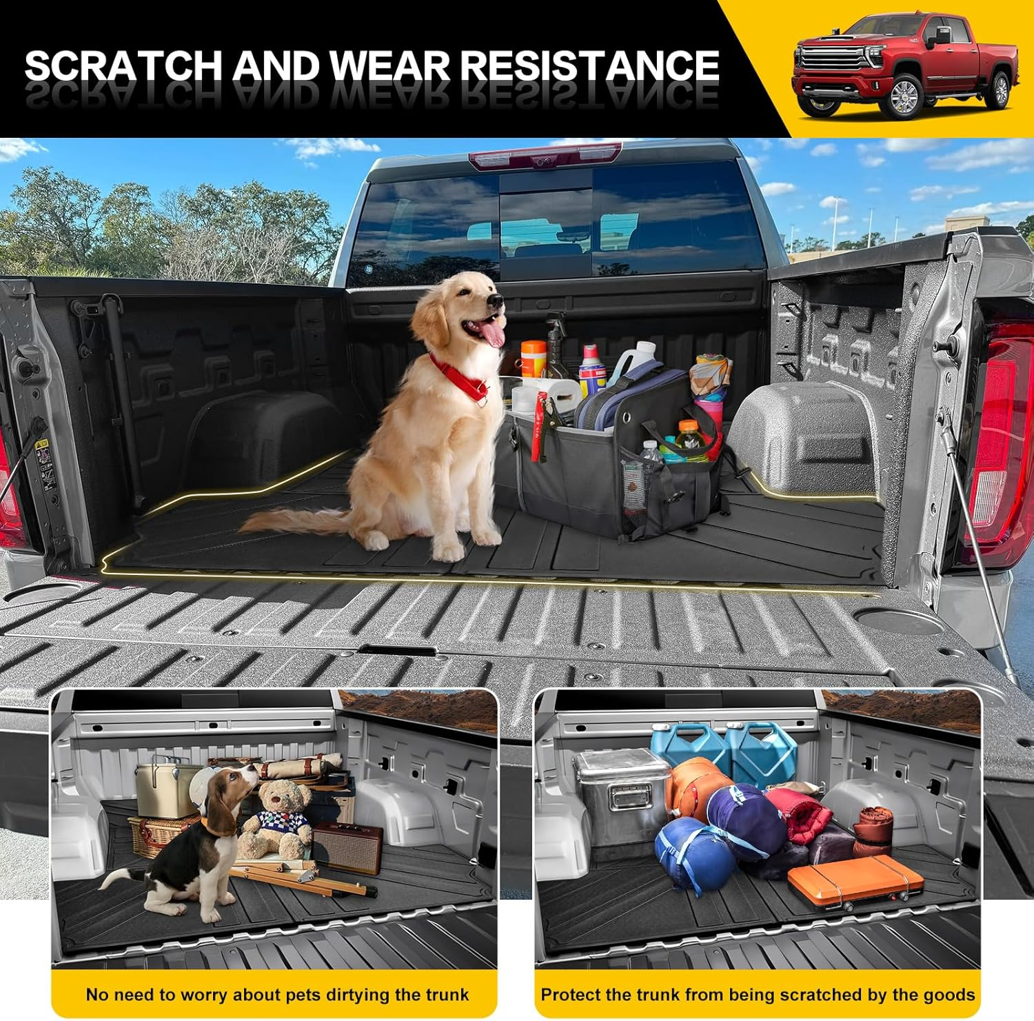 JTYZSM Truck Bed Mat for 2020-2024 2025 Chevy Silverado/Gmc Sierra 2500 3500 HD 6.8FT Only,Bed Liner All Weather TPE Trunk Bed Liner for 20-25 Chevrolet Silverado/Gmc Sierra 2500 3500 Accessories image number 2