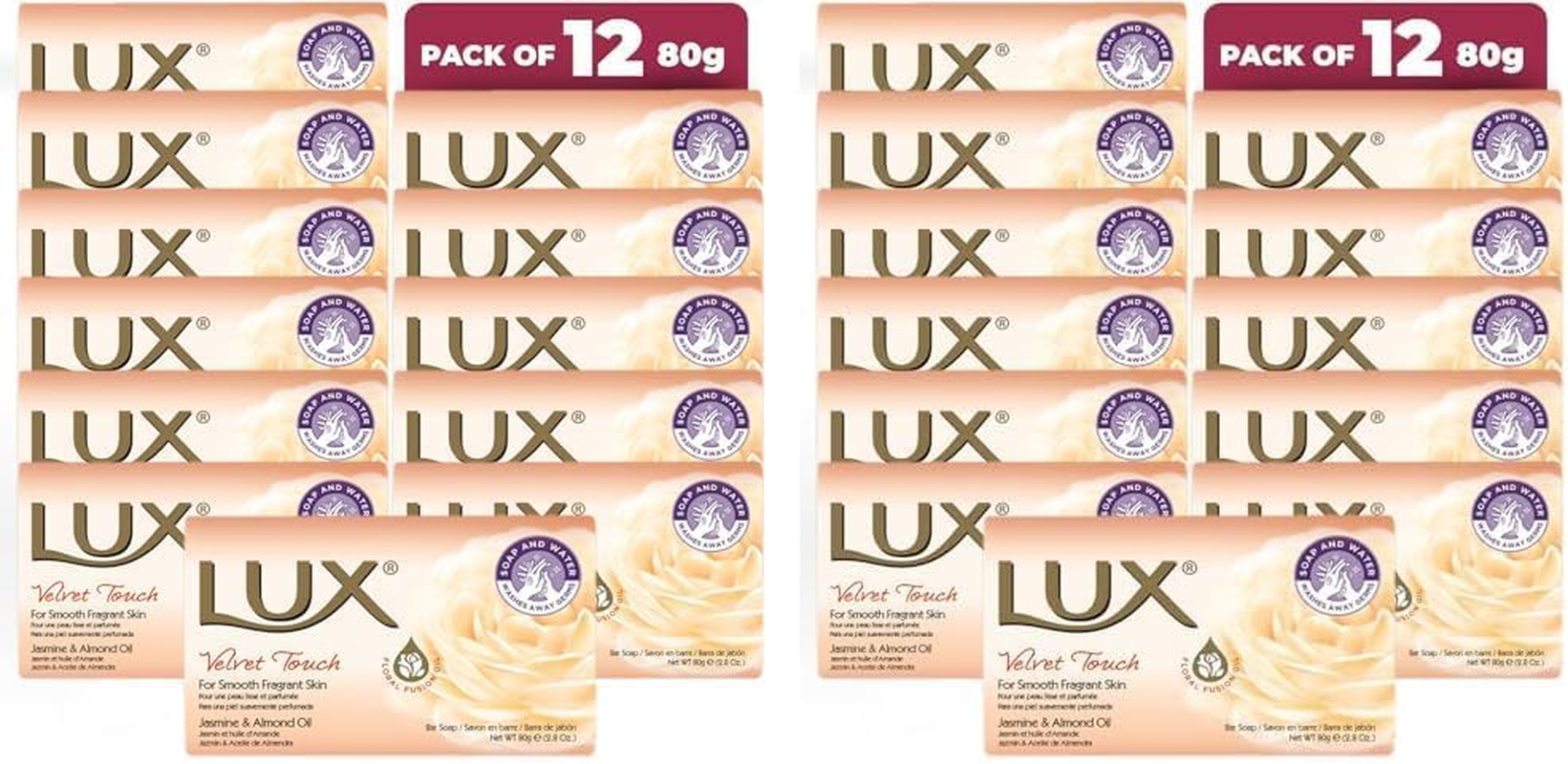 Lux Velvet Touch Soap Bar 1 X 80G (Pack of 2)