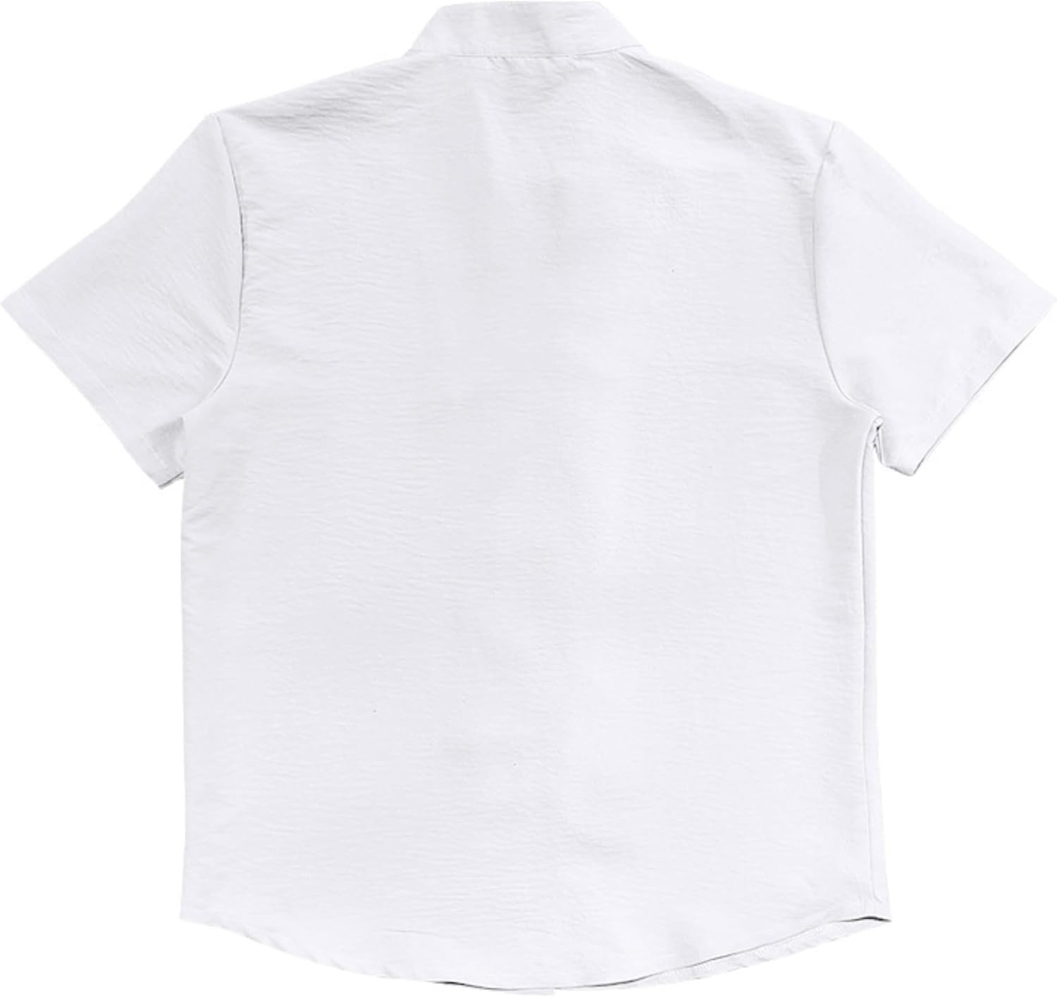 Men'S Button down Hawaiian Linen Shirt Mandarin Collar Short Sleeve Solid Shirt Beach Vacation Summer Casual Tshirts image number 5