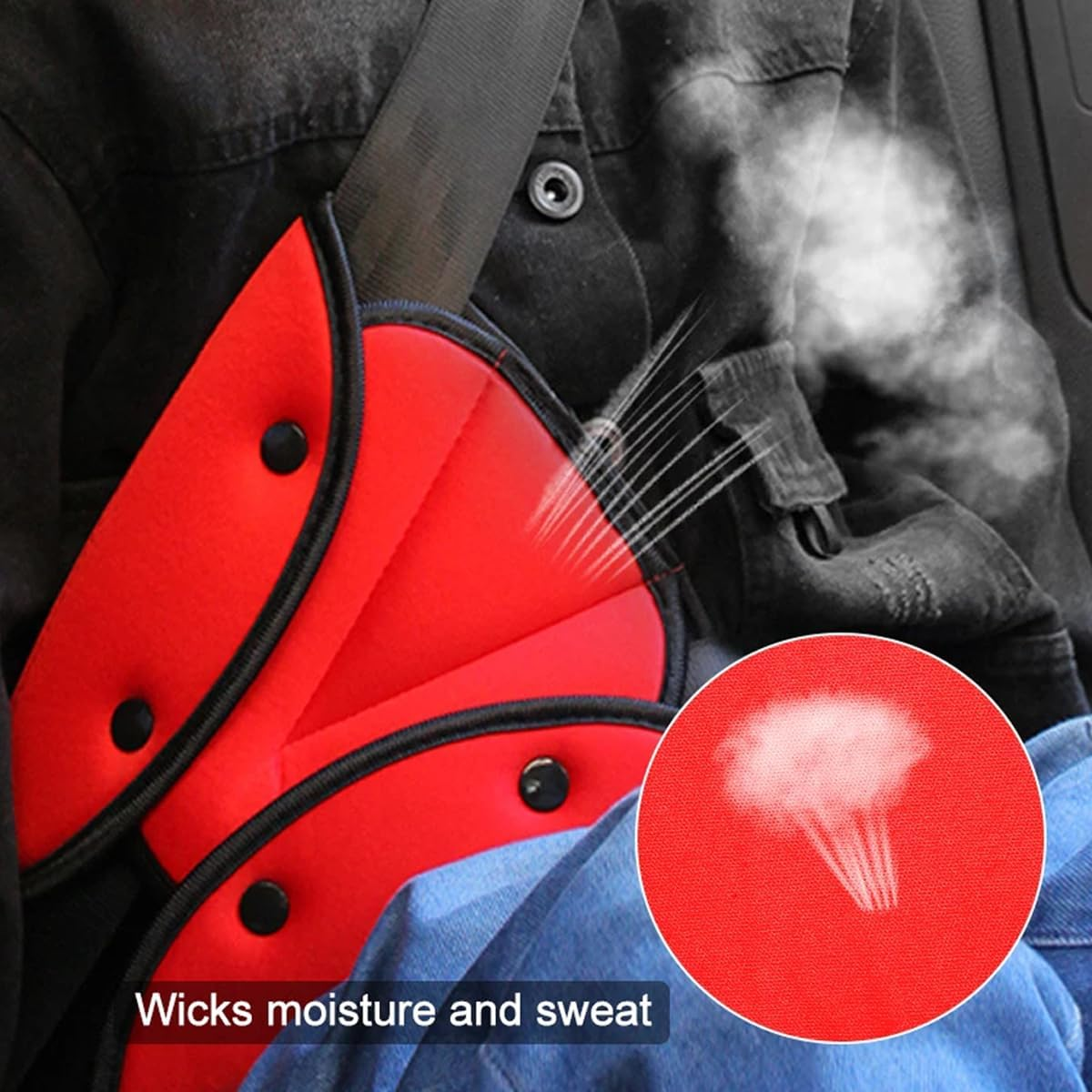 AIMALL 2 PCS Kids Seat Belt Clip Car Safety Shoulder Harness Strap Adjuster Red - Mesh Fixator for Child Protection, Lightweight, Soft Ppcotton, Universal Fit