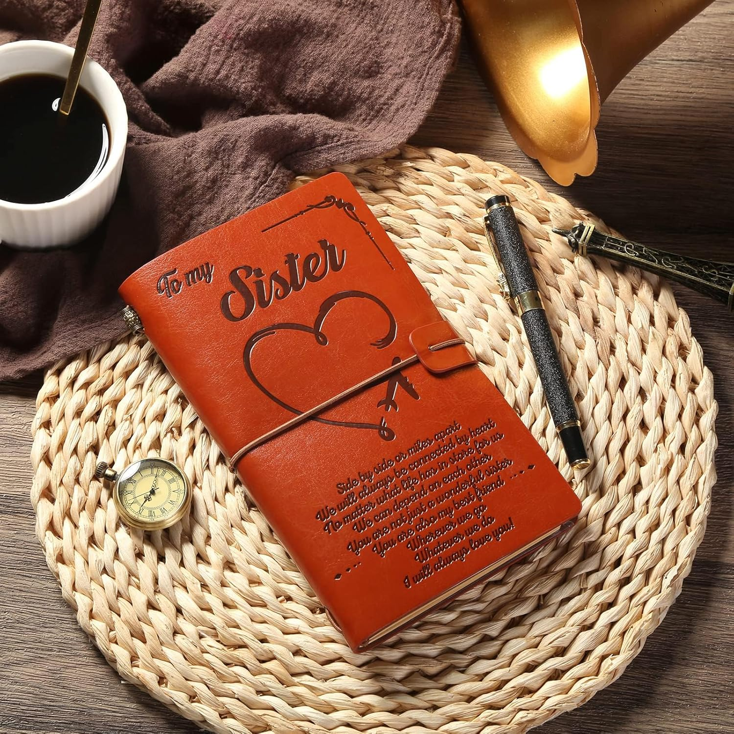 To My Sister Leather Journal I Will Always Love You 140 Page Special Edition Notebook Sister'S Birthday Present for Sister Graduation Back to School Gift Refillable Travel Journal Diary Sketchbook