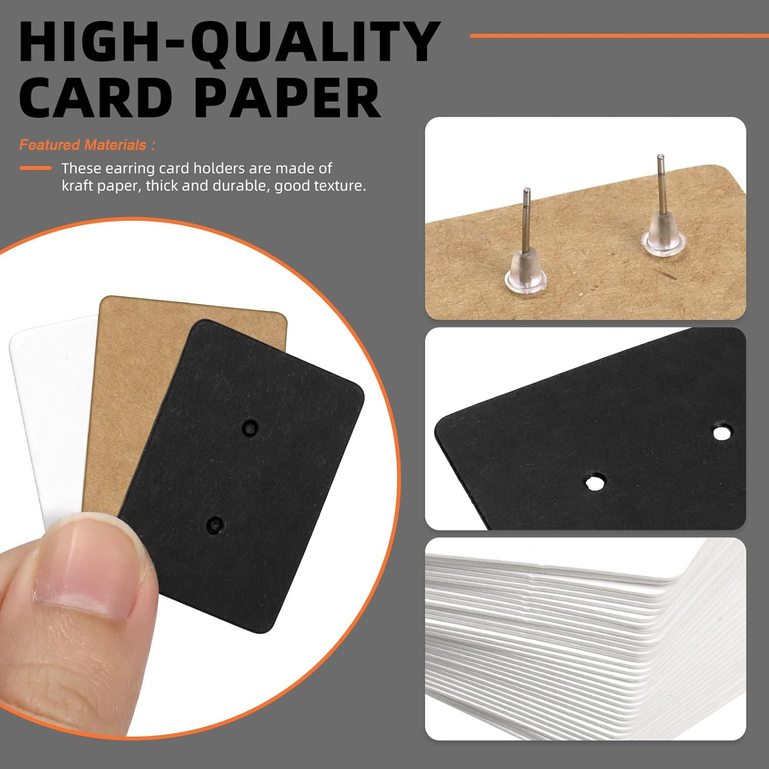 Tanstic 800Pcs Earring Cards with Earring Backs and Self-Sealing Bags Kit, Earring Display Cards Earring Holder for Selling Earring Jewelry Display(White/Black/Brown)-25 X 35Mm/1 X 1.37 Inch image number 1