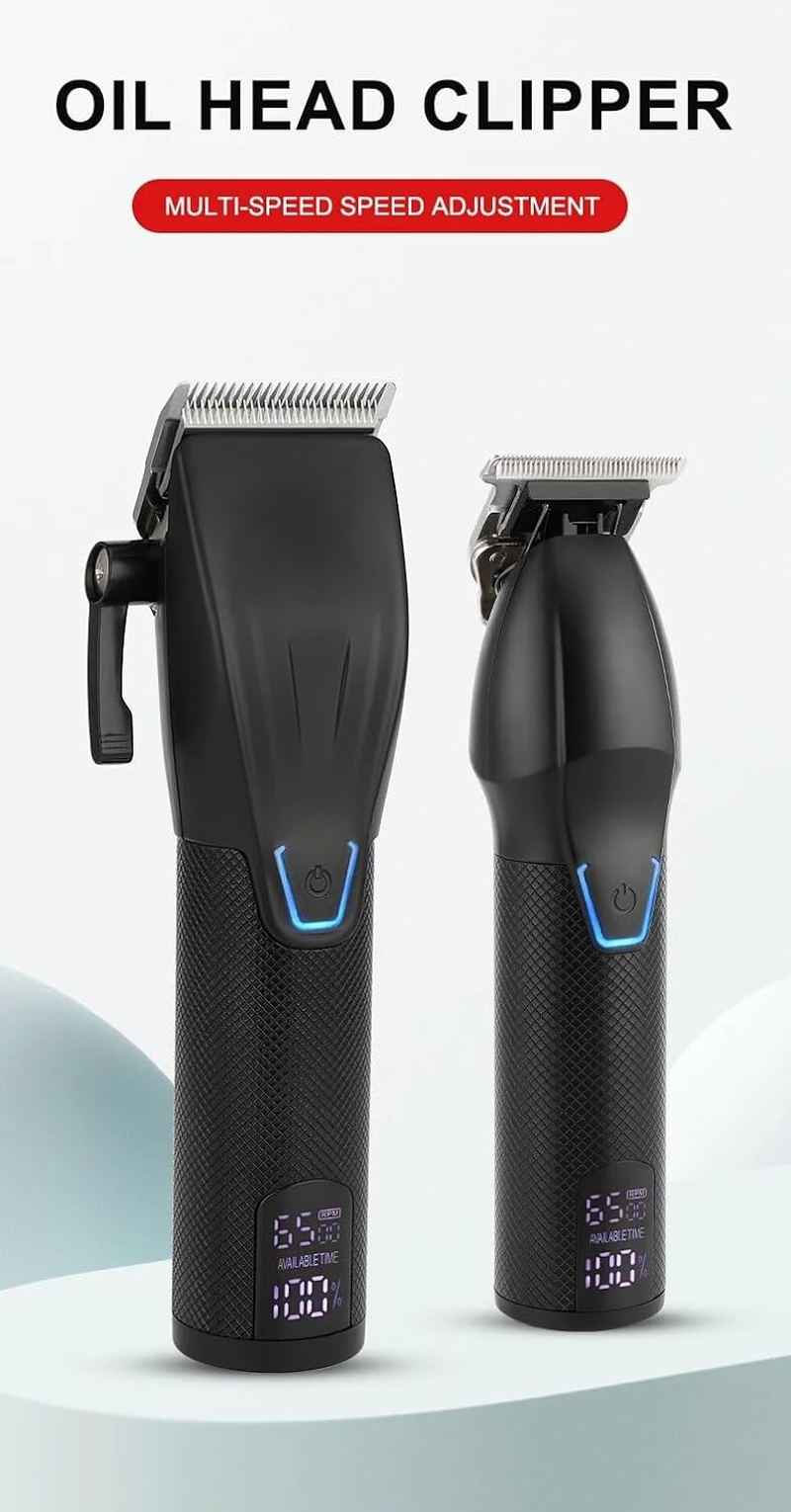 OZK Professional Hair Clipper Trimmer Set - Carbon Steel Blade - Cordless Barber Clipper LED Display - Beard Trimmer Men - 1 Count image number 1