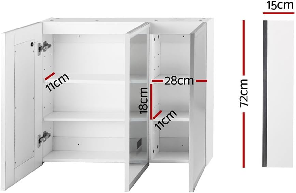 Bathroom Mirror Cabinet LED Light 900X720Mm Medicine Wall Storage image number 2