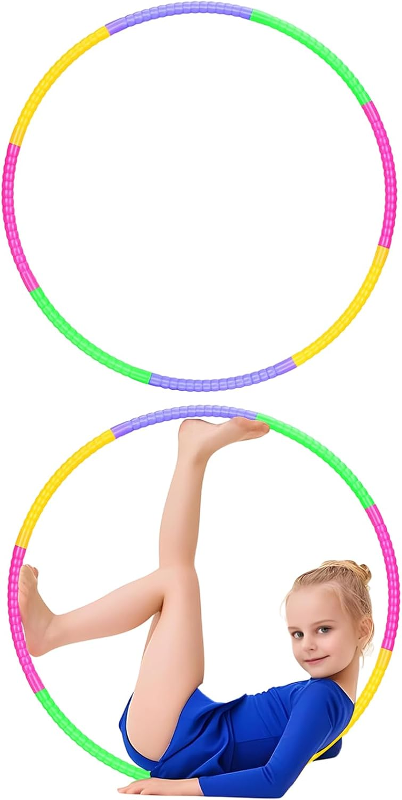 Children'S Hula Hoop Set of 2 (58 Cm, 100 G) - Hula Hoop for Children 3-12 Years with 8 Segments - Hula Hoop for Outdoor Sports and Family Games image number 4