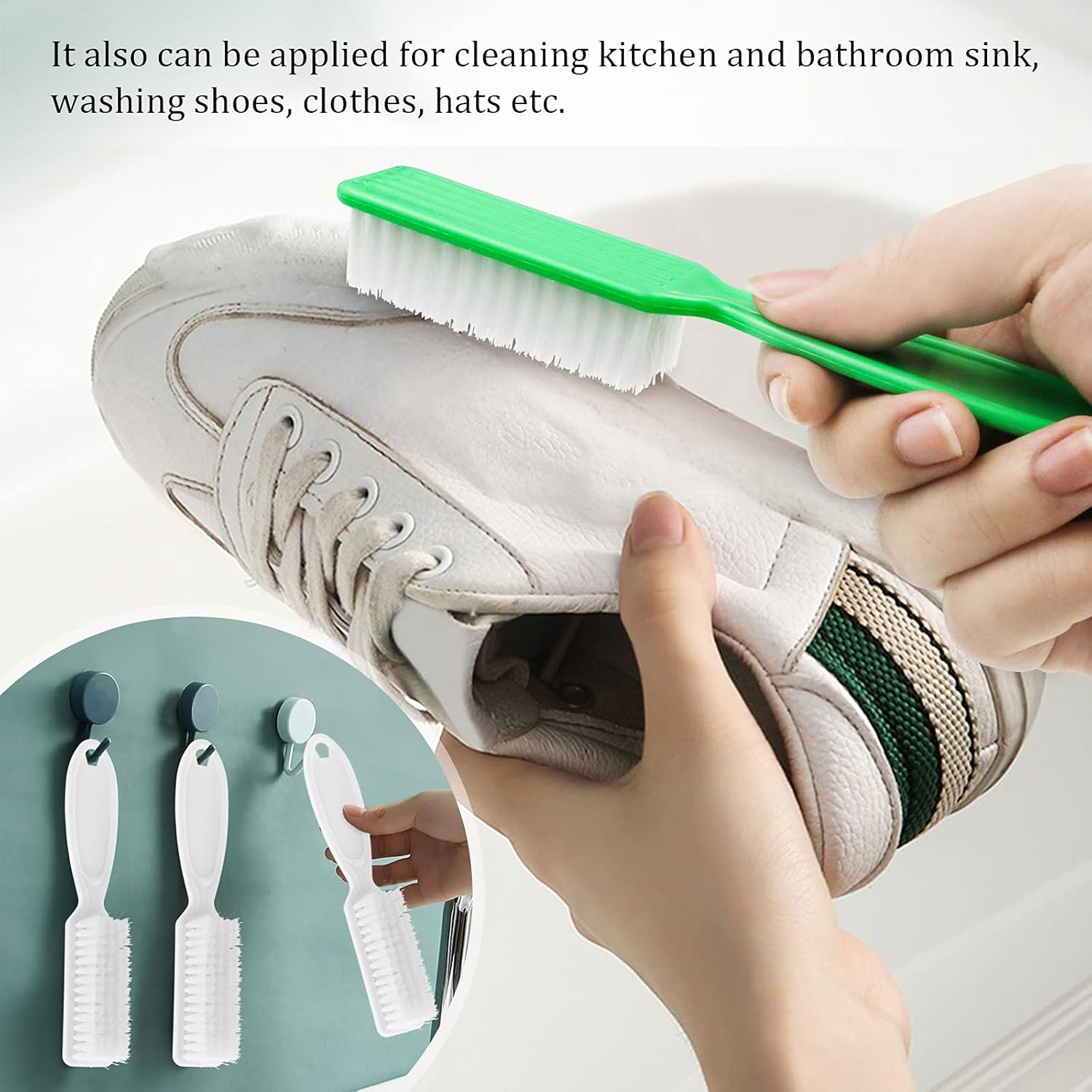 Fyess 25 Pcs Handle Grip Nail Brush Finger Nail Brushes Hand Fingernail Scrub Brush Nail Cleaner Long Handle Pedicure Brushes