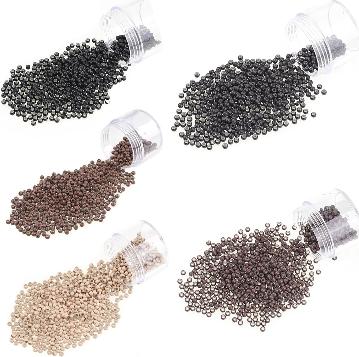 Hair Extension Beads Silicone Lined Micro Rings Nano Rings for Hair Extension Beads Silicone Lined Micro Rings (500PCS, #3 Dark Brown)