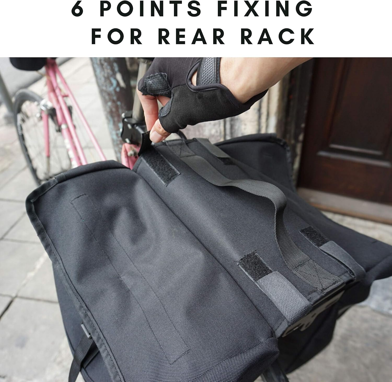 Vincita New Top Load Double Pannier Water Resistant Cycling Side Bags - with Rain Cover, Large, Carrying Handle, Reflective Spots - Bike Rack Carrier Saddle Bag - Bicycle Accessories (Black/Turquoise)