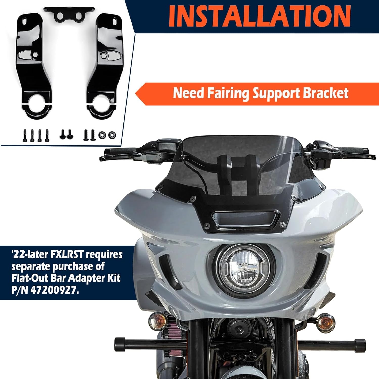 BLACK Engine Guard Front Crash Bar Protector Flat-Out Compatible with 18-25 Softail Low Rider Breakout Fatboy Models