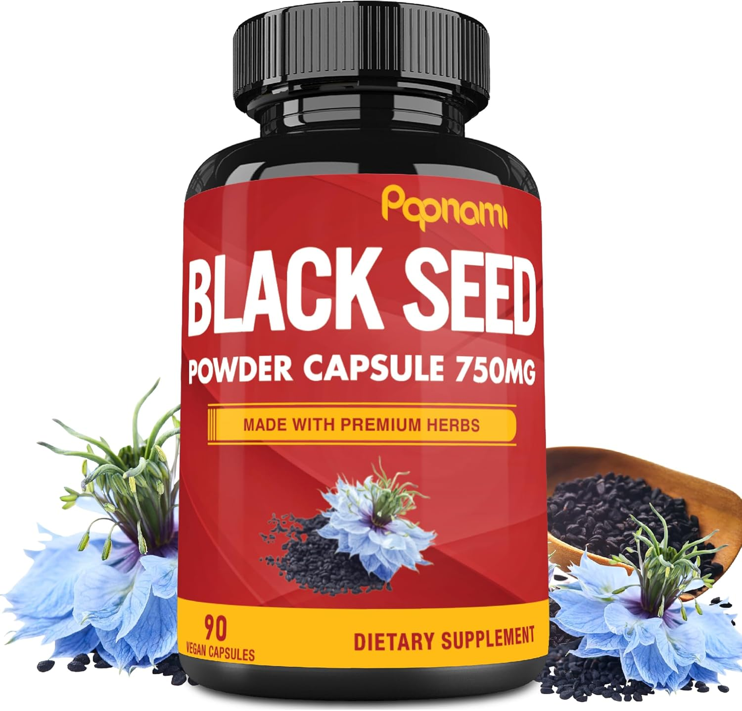Organic Black Seed Powder Capsules, Vitamin E & Omega 3 6 9 | Vegan Gluten Free Nigella Sativa Supplement, 3 Months Supply image number 3