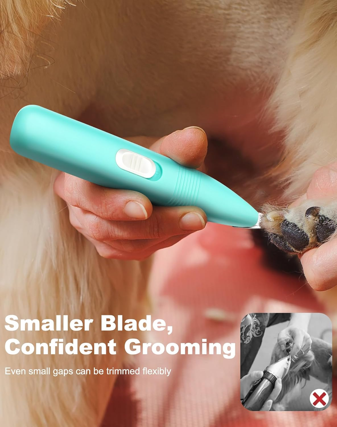 Dog Grooming Clippers, Dog Paw Trimmer with Detachable Ceramic Blade for Trimming Small Areas of Pet'S Hair, Low Noise Paw Grooming Shaver for Cat'S Eyes Face Ears Paws (Blue)