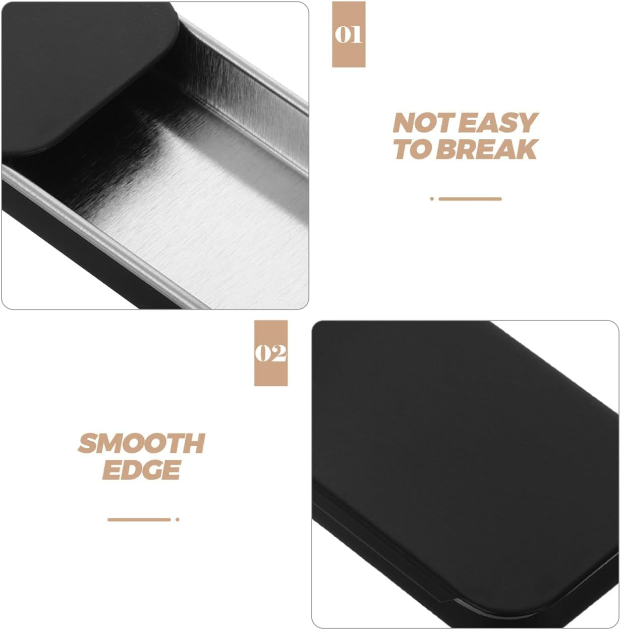 Sliding Cover Iron Box 6Pcs Portable Storage Container for Solid Perfume Game Finger Set and Small Items Black