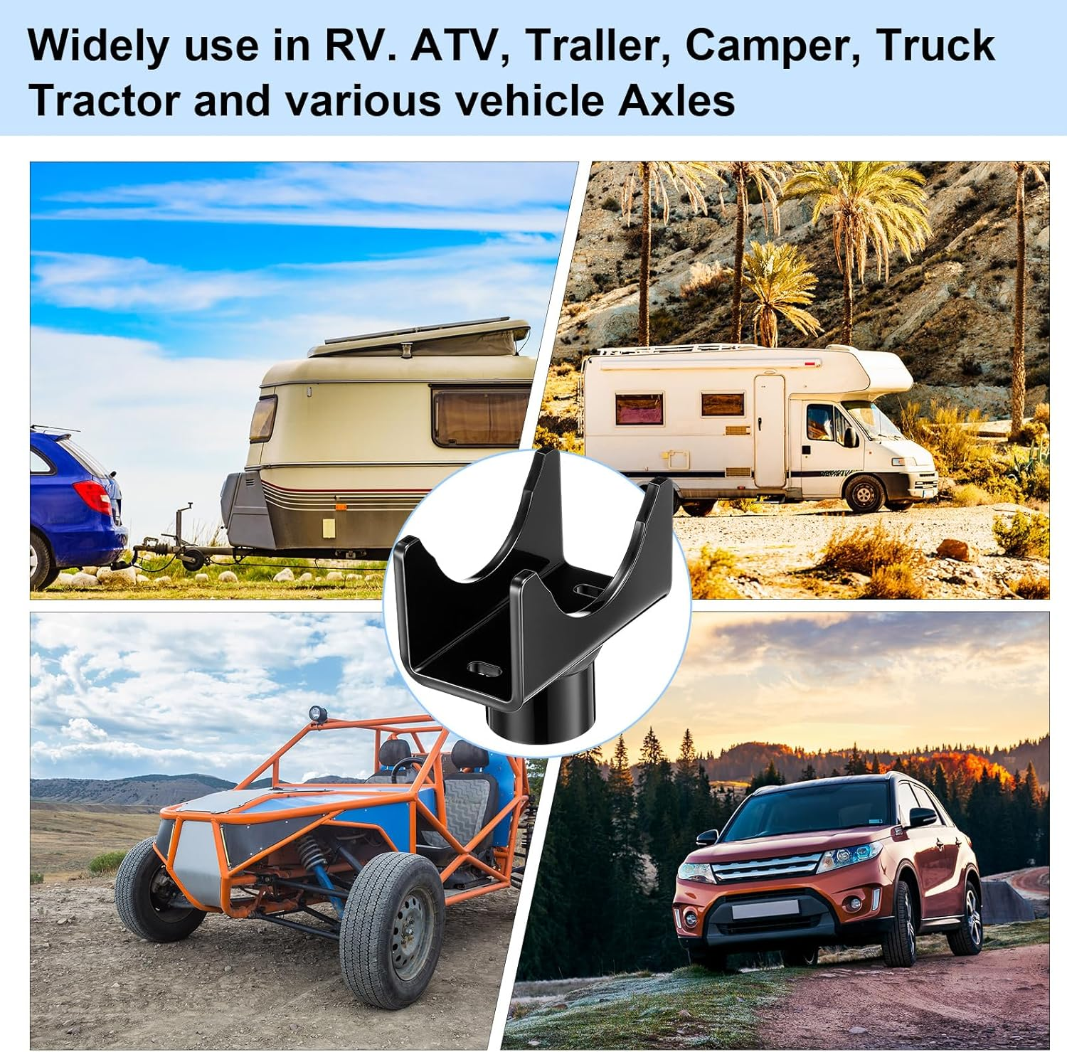 Bottle Jack Adapter Lifting Saddle for 2" 3" 4" round Axle Tube 2" Square Axle Tube, Bottle Jack Adapter Axle Saddle for within 1.5" Lifting Platform, for RV Trailer Garage Farm Ranch image number 6