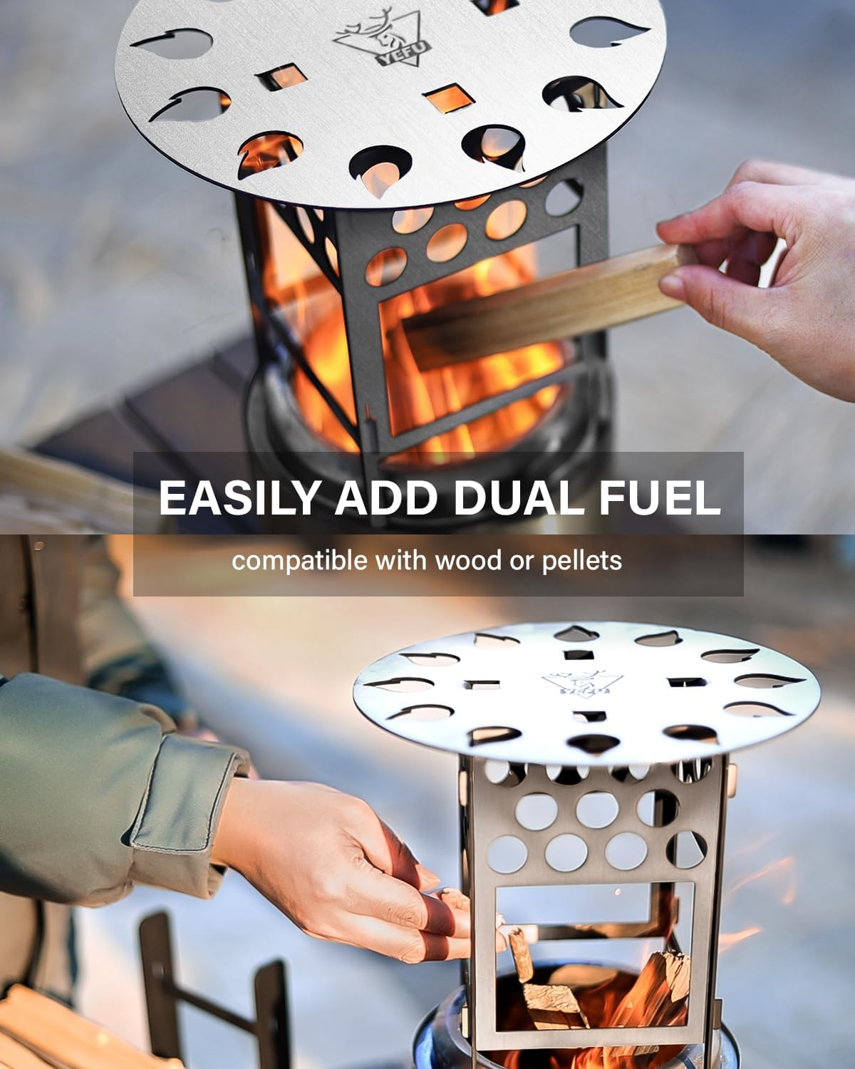 YEFU Fire Pit Heat Deflector for Solo Mesa Stove XL YEFU 7.1 Inch Fire Pit, Portable Heat Diffuser for 7-7.1 Inch Tabletop Firepit Captures and Redirects Warmth, Detachable Burner Cover Accessories