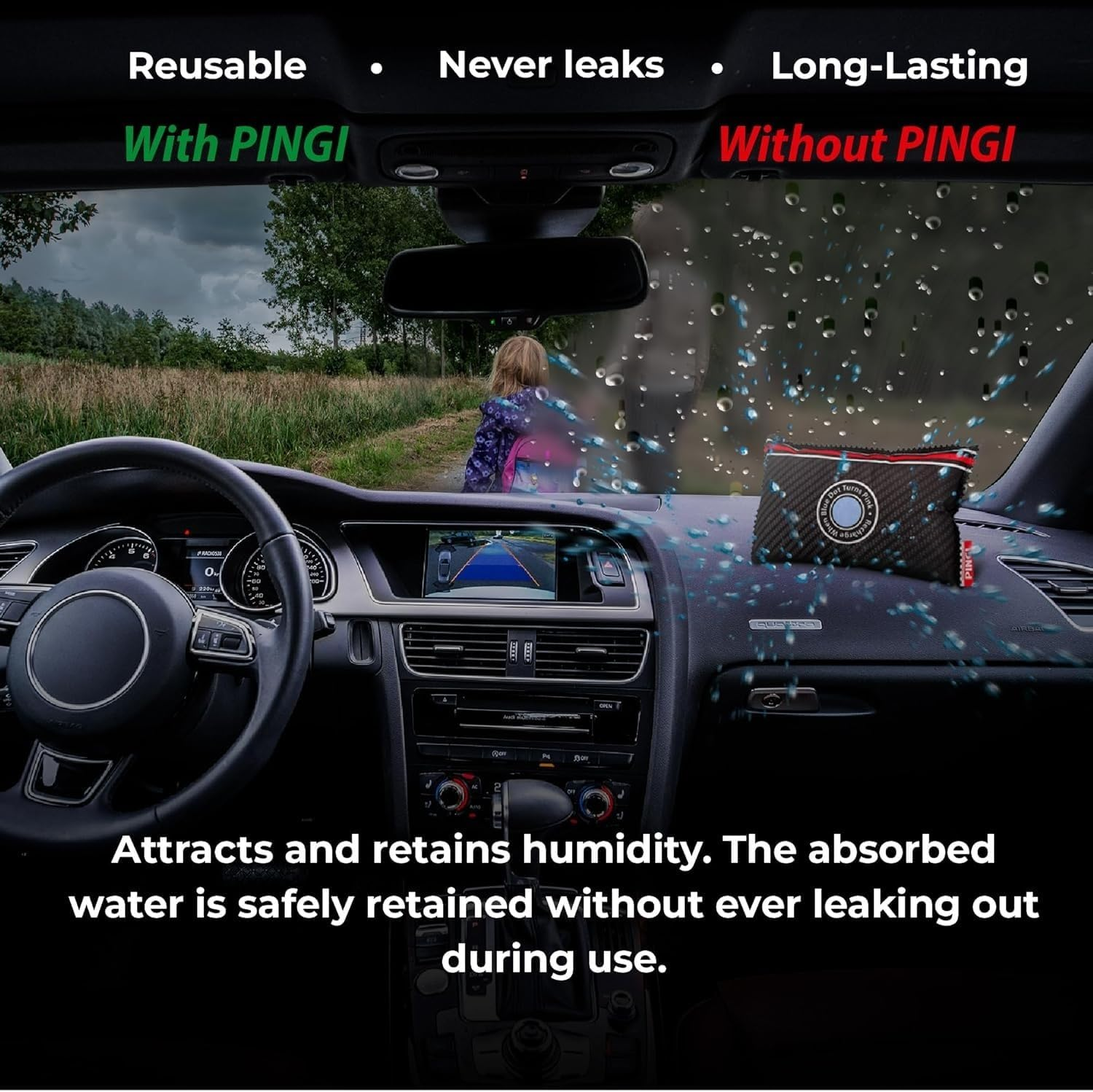 Pingi Dehumidifier Car and Home LV-A300 - Absorbs Moisture Condensation Damp Keeping Windscreens Clear - One Reusable 299 G Bag image number 4
