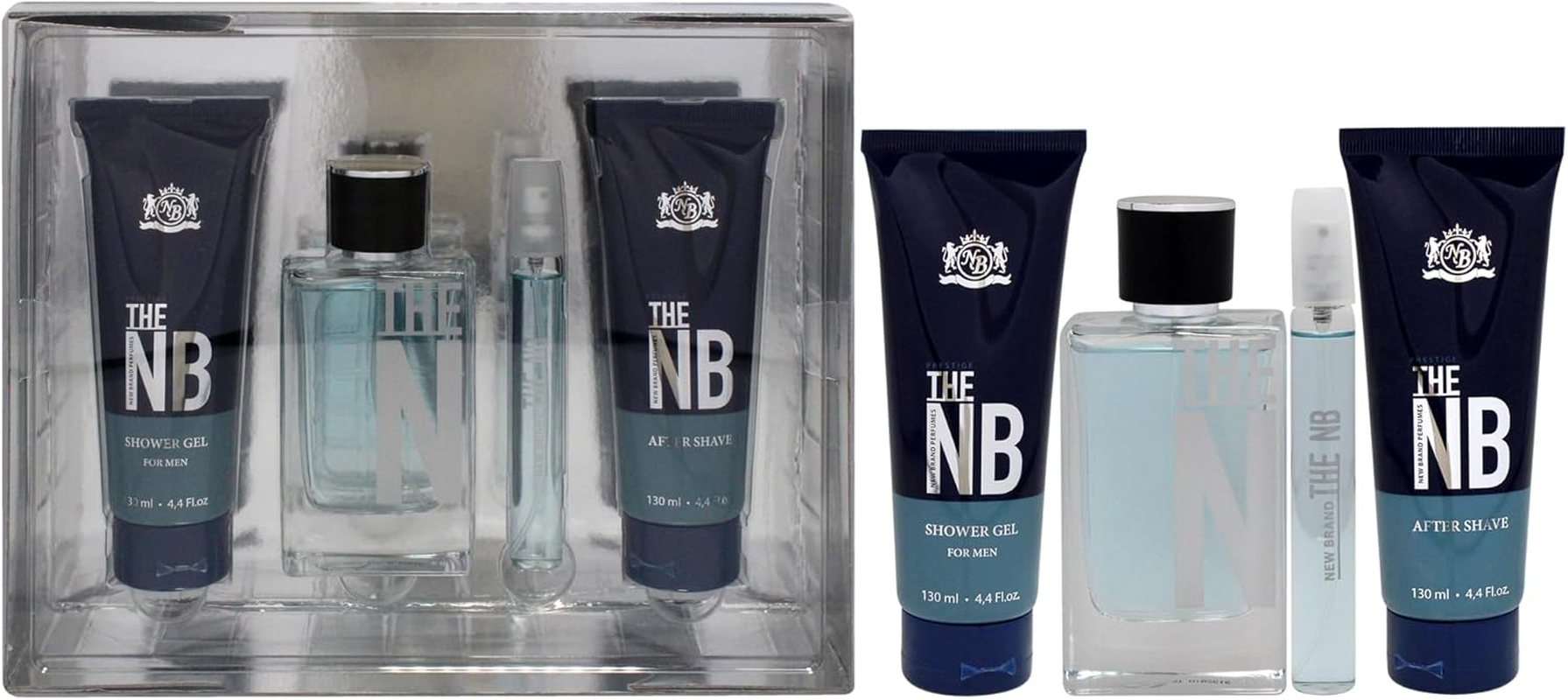 Prestige the New Brand by New Brand for Men - 4 Pc Gift Set 3.3Oz EDT Spray, 0.5Oz EDT Spray, 4.4Oz Shower Gel, 4.4Oz after Shave image number 1