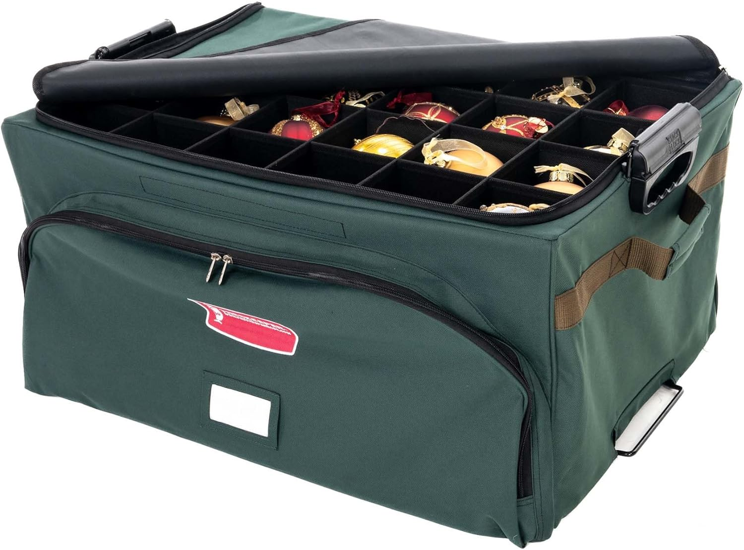 Treekeeper (Green Christmas Ornament Storage Box with Dividers) - Deluxe Ornament Keeper - Holds 72 Ornaments up to 4 Inches in Diameter | 3 Removable Trays with Separators | Acid-Free Fabric Lining image number 3