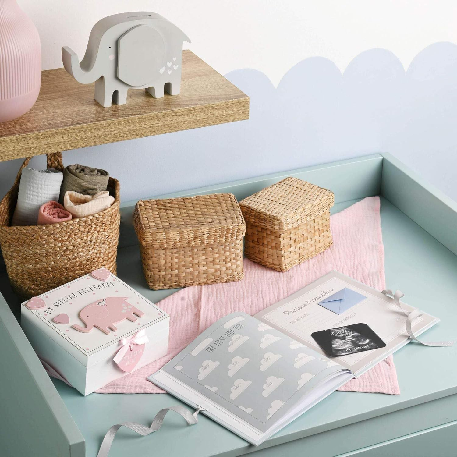 Baby Girl Wooden Memories Keepsake Box Vintage Style image number 4