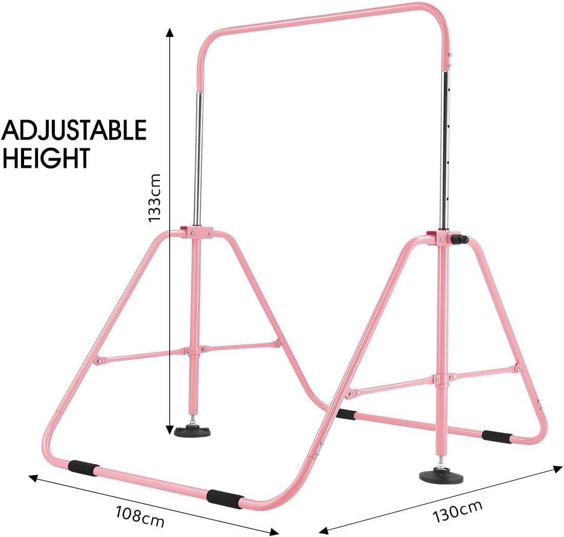 Genki Expandable Gymnastics Bars, Adjustable Height Gymnastic Horizontal Bars,Junior Climbing Frame Training Bar Children Folding Training Monkey Bars for Kids,Pink&hellip; - Blue image number 6