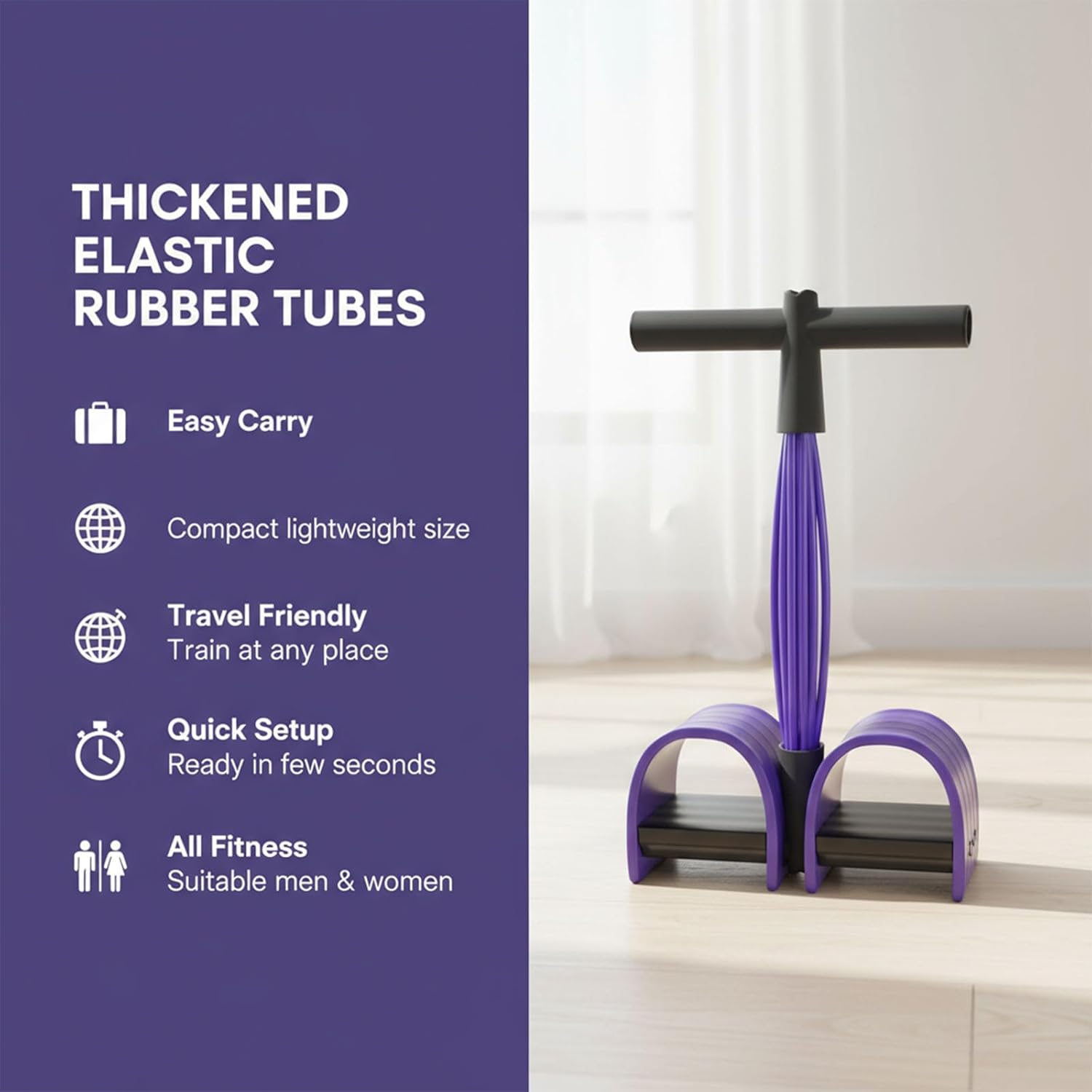 6 Tube Pedal Resistance Band Multifunctional Tension Rope Exercise Bands with Foam Handles Foot Pedal Pull Rope Fitness Equipment for Home Gym Yoga Training Fengea image number 4