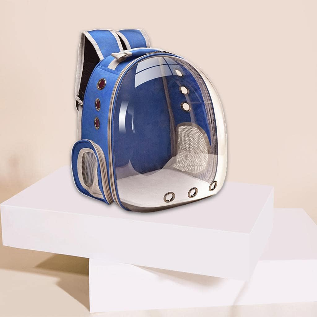 #N/A Durable Bubble Backpack Pet Carriers,Transparent Pet Breathable Travel Small Dog Cats with 3 Breathable Mesh Panels - Blue image number 3