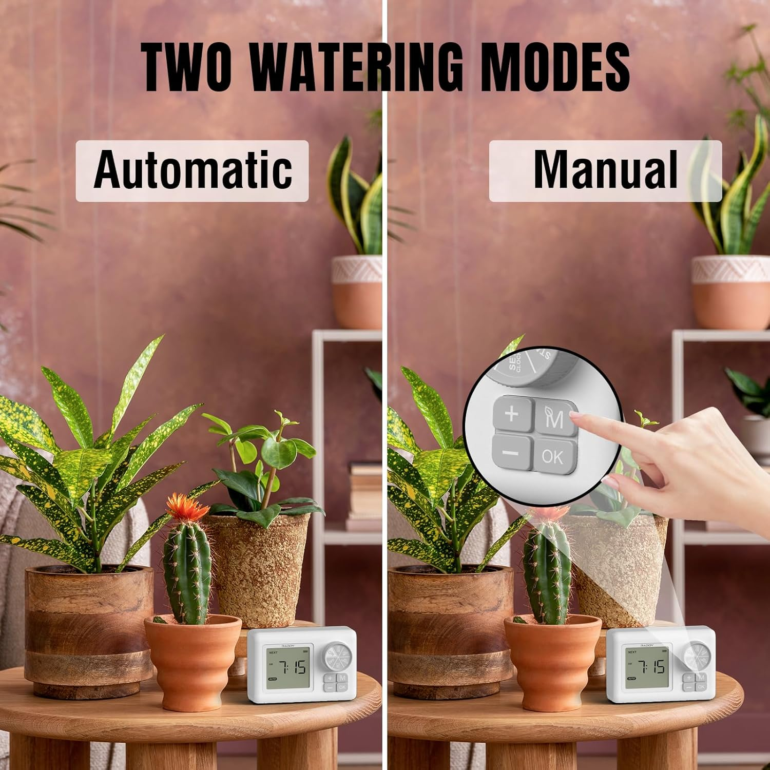 Raddy WS-6 Automatic Plant Waterer, Indoor Plant Watering System for 15 Potted Plants, Programmable Water Timer with LCD Display, USB Power, Water Shortage Alarm for Balcony Greenhouse White image number 1