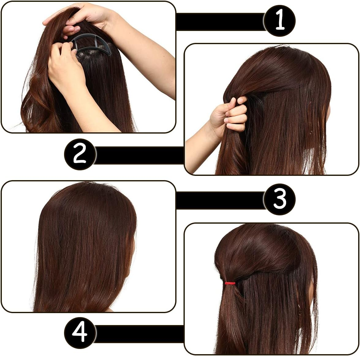 AEGYPIUS 5 PCS Charming Bump It up Volume Inserts Hair Comb for Added Volume, Black Hair Style Tool Hair Comb, Hair Base Styling Accessories for Women Lady Girl (Black) image number 3