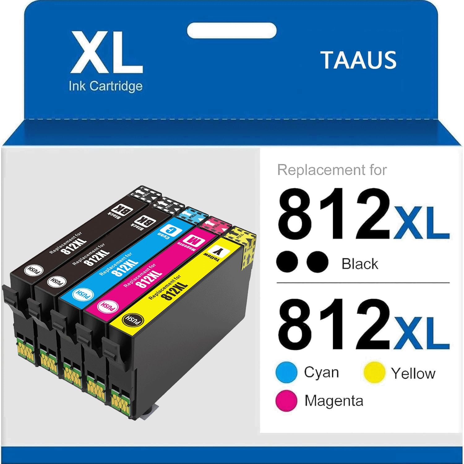 812XL Ink Cartridge for Epson, Compatible T812 XL for Epson Workforce Pro WF-3820 WF-3825 WF-4830 WF-4835 WF-7830 WF-7840 WF-7845-2 Black, 1 Cyan, 1 Magenta, 1 Yellow image number 3