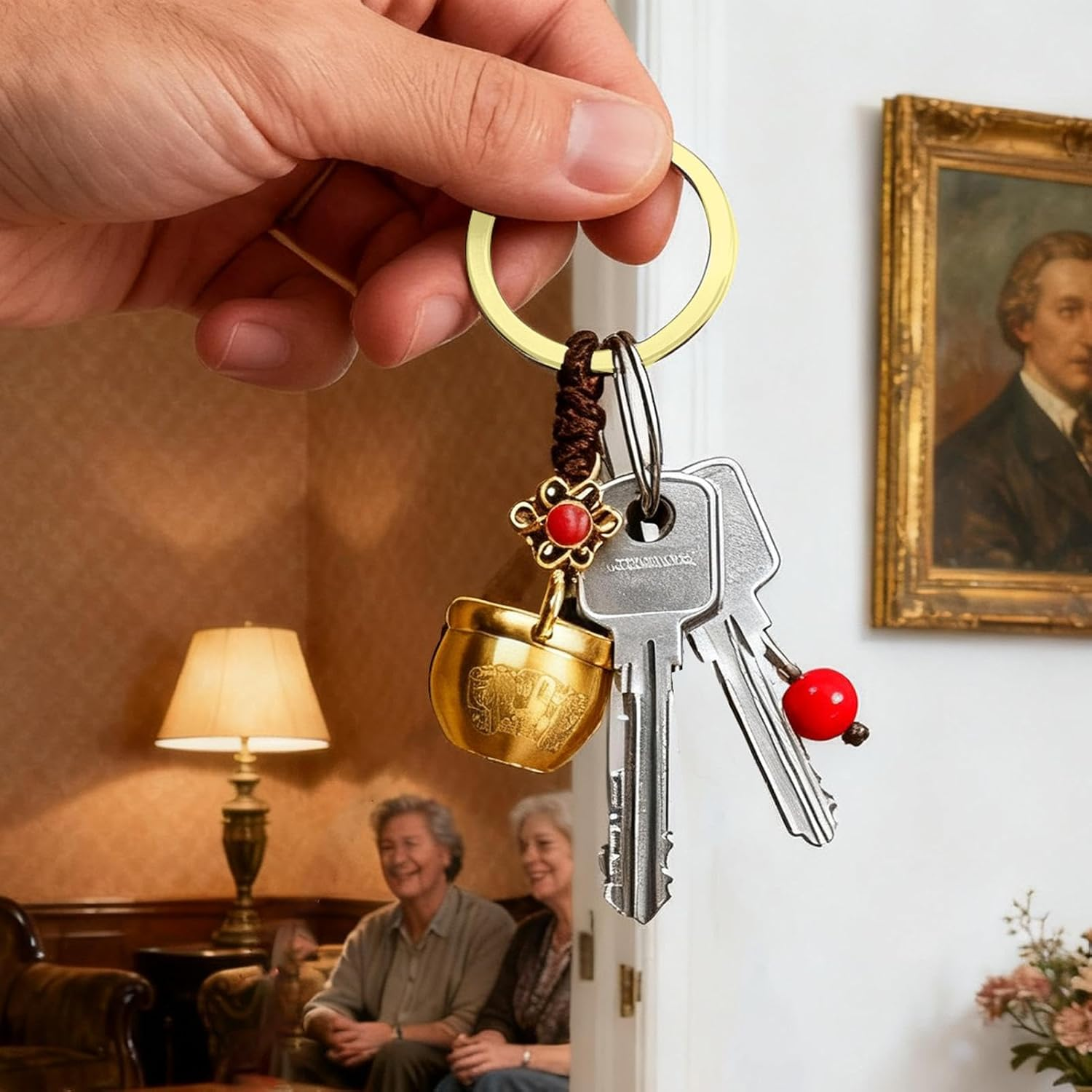 Jvjggag Vintage Keychain - Retro Brass Keyring Charm | Antique Style Brass Accessory with Classic Finish, Decorative Pendant in Backpack Wallet Car Keys Present for Children and Adult