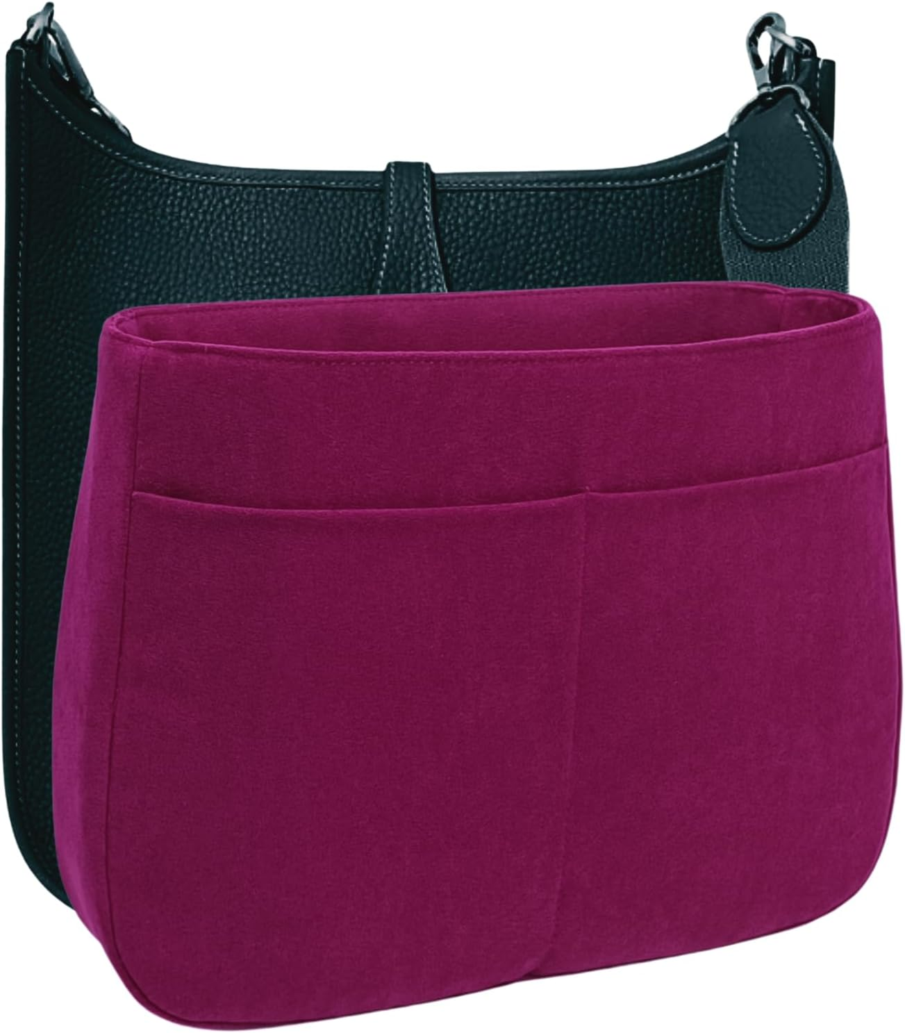 Purse Organizer Insert for Evelyne 29 PM Handbag, Faux Suede Fabric, Lightweight, Fits Perfectly, Sturdy, Hand Wash, Keep Its Shape Gift Ideas for Women (Purple E29S) - Black E29S image number 2