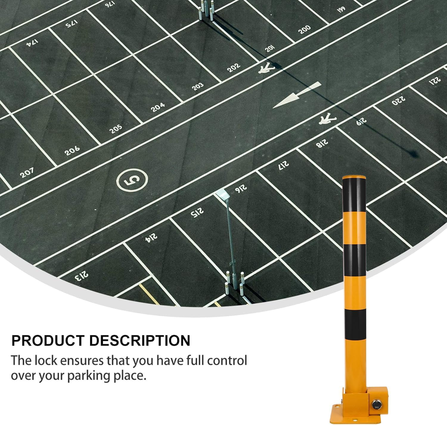 Heavy Duty Locking Security Bollard Post with Key - Anti-Car Theft Parking Barrier for Driveway, Garage & Street - Decorative Wrought Iron Protection Pole (Black)