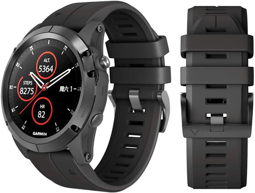 ANCOOL Compatible with Fenix 6/Fenix 7/Fenix 6 Pro/Fenix 7 Pro Bands Soft Silicone Easy Fit 22Mm Watch Bands Replacement for Fenix 5/Fenix 5 Plus/Forerunner 935/945 Smartwatches (Black) image number 5