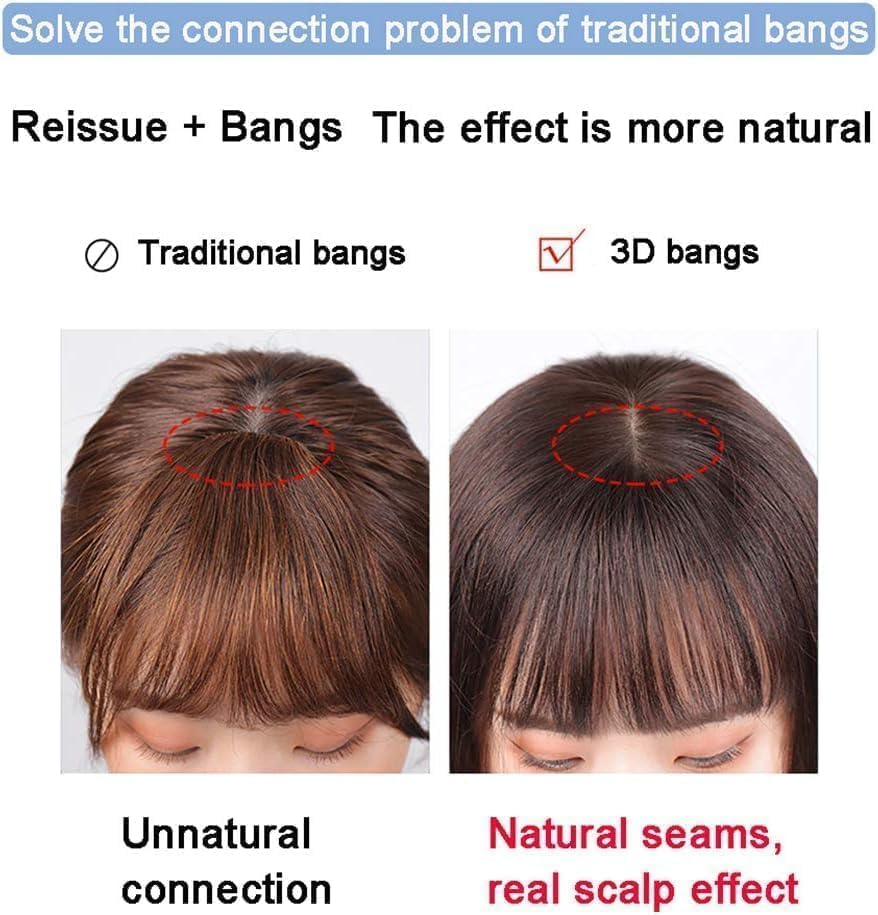 One Piece Clip in Hair Fringe 3D Hair Bangs Hair Flat Bangs with Clips on Crown Wiglet Hairpieces for Women (Brownish Black) image number 4