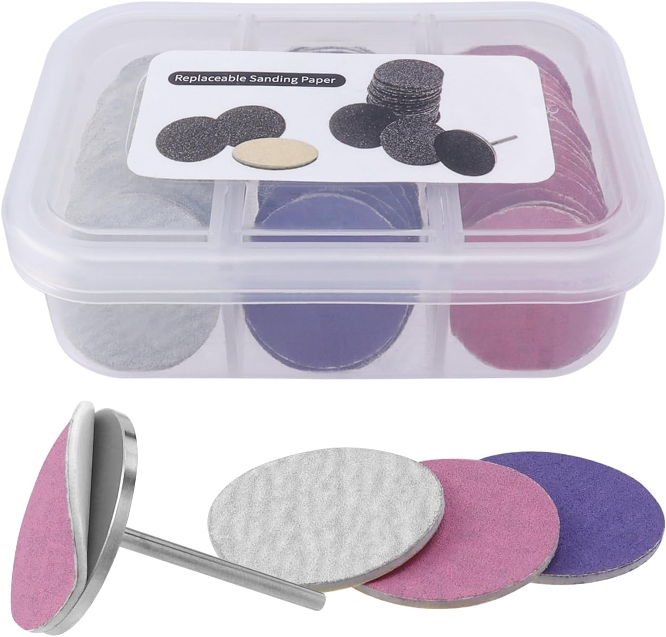 60 Pcs Sanding Paper Discs with 1 Pc Metal Nail Drill Bit Self-Adhesive Sand Paper Disc Pads Polisher for Manicure Pedicure Supplies Tools Foot E-File, 180# Grit image number 4