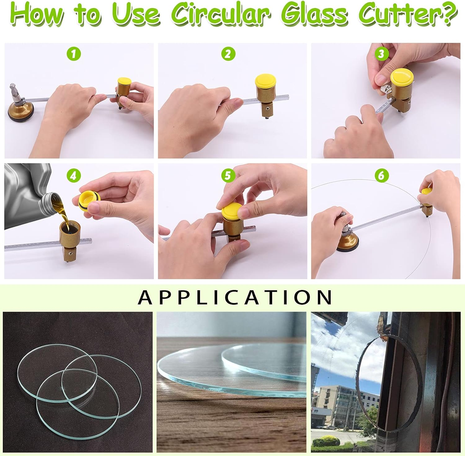 Keadic Glass Cutting Tool Set Contains Glass Running Pliers, 2Mm-20Mm Oil Feed Carbide Tip with 3 Bonus Blades, Calibrated Portable Circular Glass Cutter for Mirrors Windows Mosaic Stained Glass image number 2