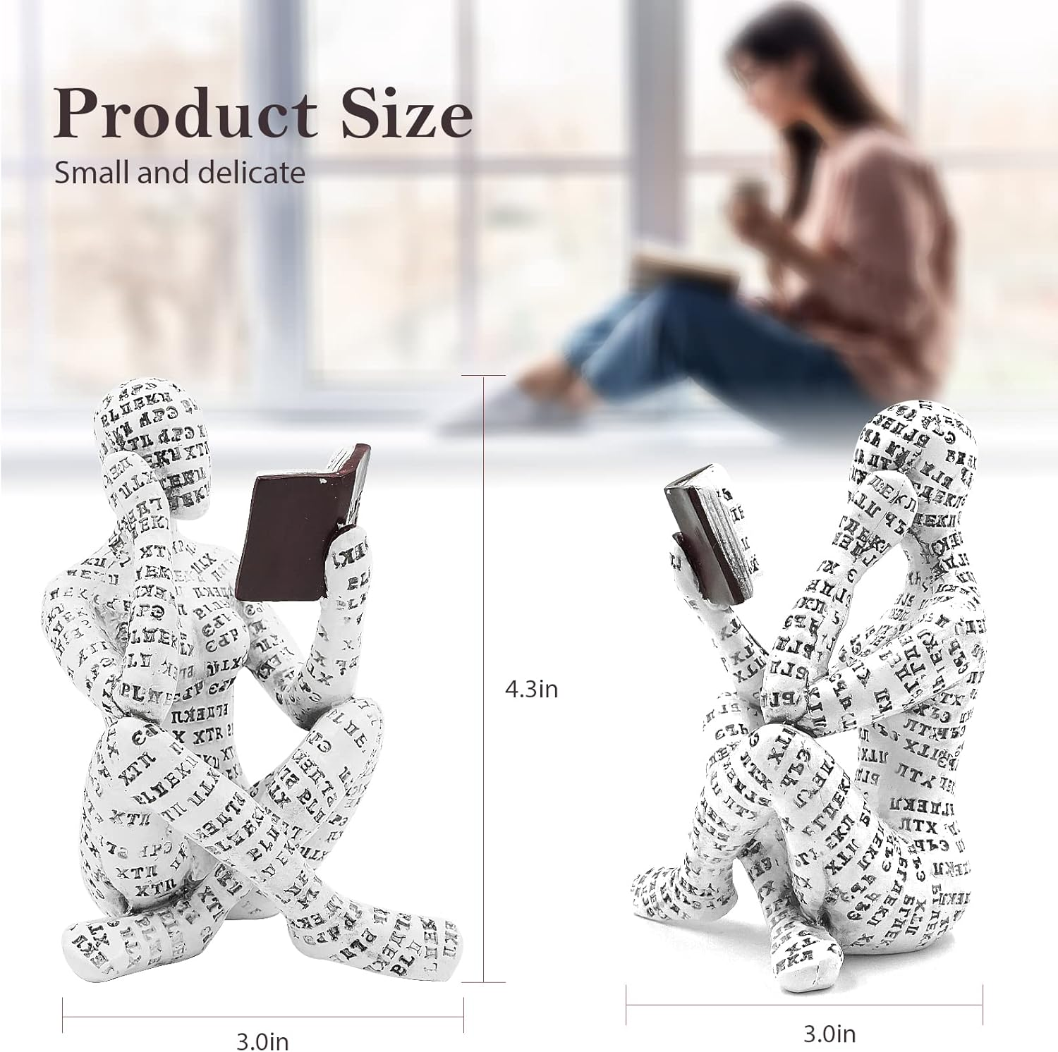 Reading Woman Figurine, Home Decor Pulp Reading Woman Figurine Thinker Statue Aesthetic Sculpture Room Decor Modern Abstract Decoration on Shelf Table Desk for Living Room Office Bedroom image number 5