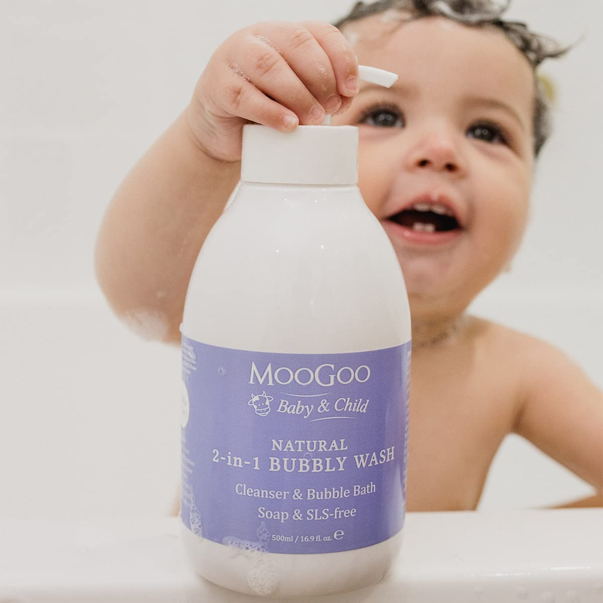 Moogoo Natural Mini Moo Bubbly Wash for Children and Babies with Sensitive Skin Sls-Free 500Ml/16.9 Fl. Oz. image number 1