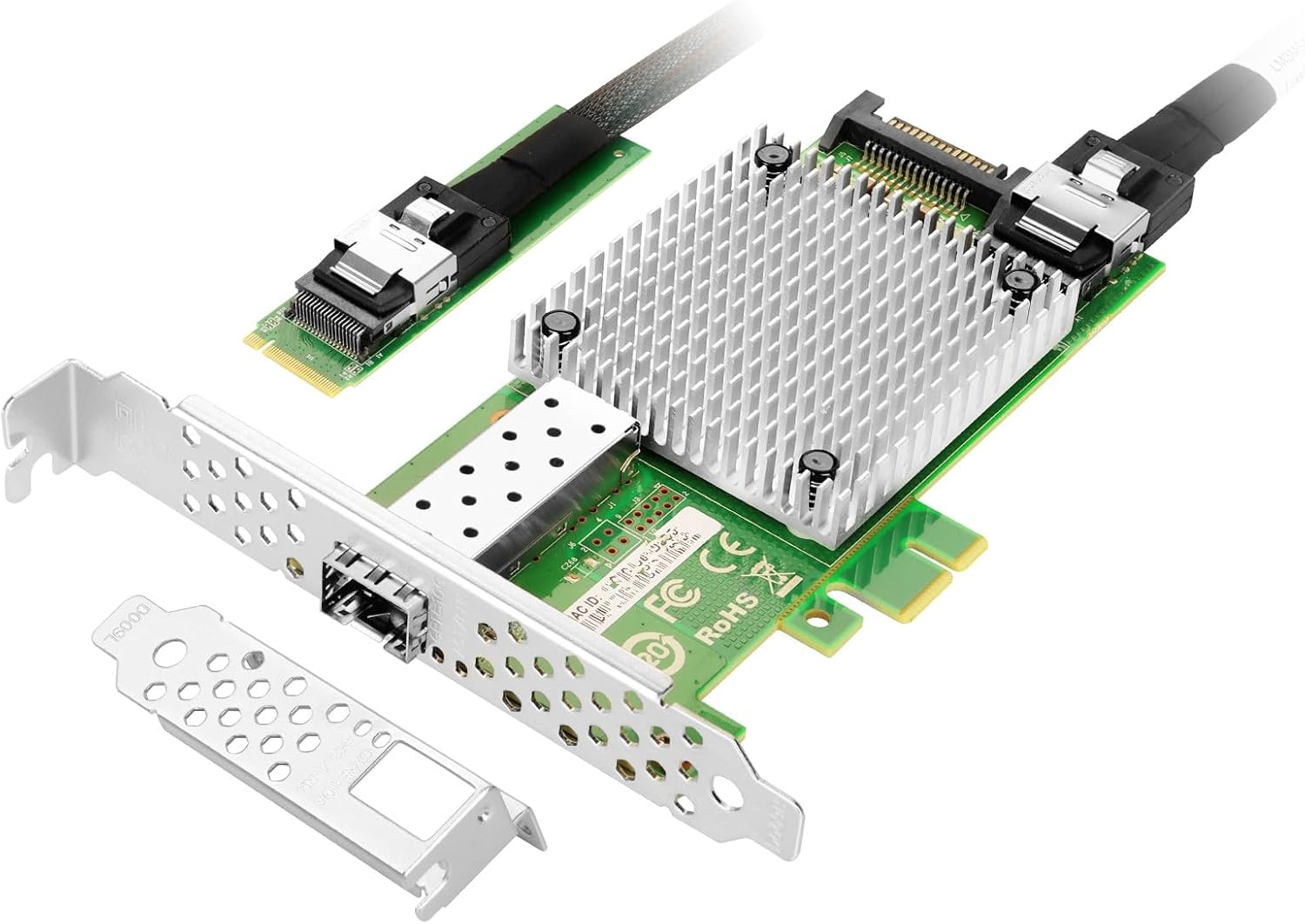 Vogzone M.2 to 10Gbe SFP+ NIC, Single SFP+ Port with Intel 82599 Chip, M.2 + M Key + SFF-8087 with 35Cm(13.7In) Cable, 10 Gigabit Network Card for Windows, Linux, UEFI image number 3