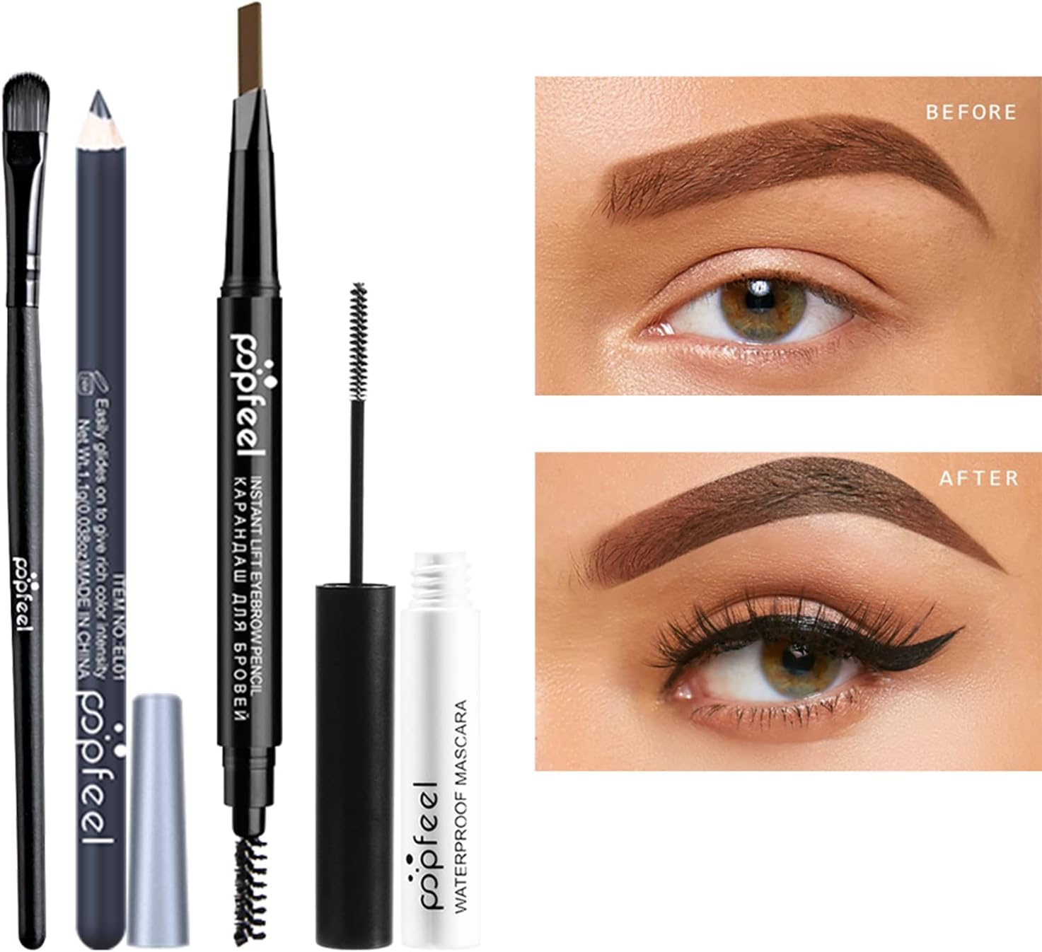 Enmart All-In-One Makeup Set for Women - Travel Cosmetic Starter Kit with Eyeshadow Palette, Mascara, Eyebrow Pencil, Brush - Essential Bundle image number 2