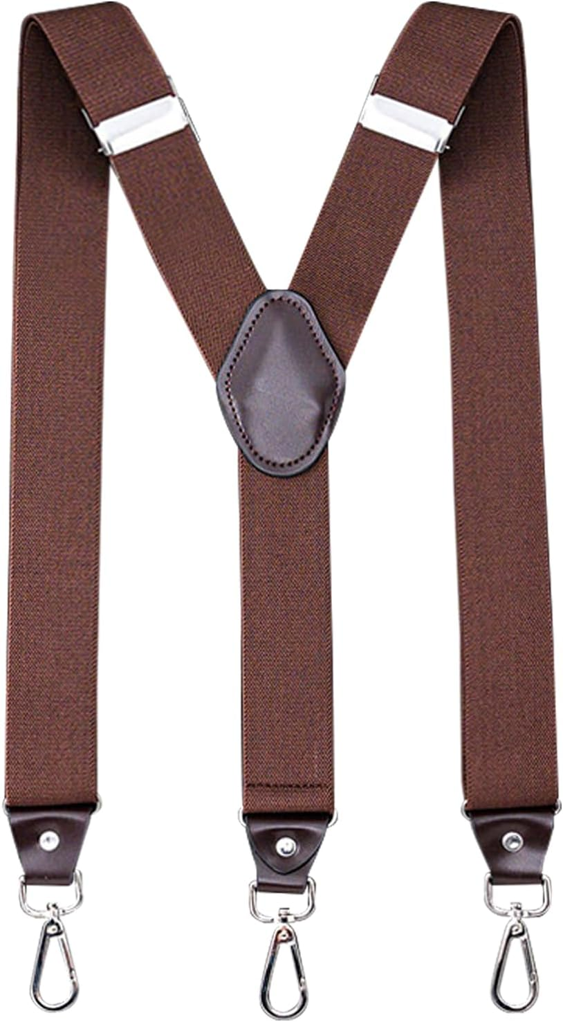 Suspenders for Men,Adjustable Suspenders with 3 Hooks,Elastic Straps Design,Y-Back Costume Suspender Heavy Duty for Work by H HOME-MART
