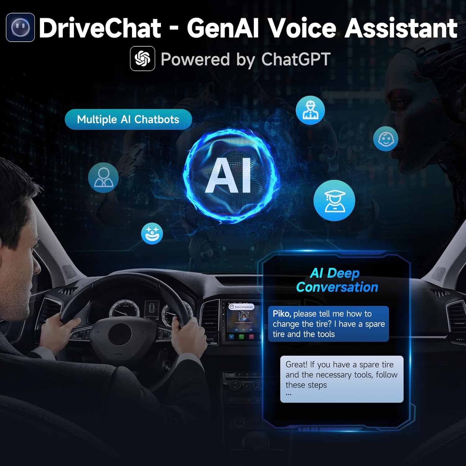 ATOTOZONE A5L 7" Double Din Android Car Stereo Wireless Carplay and Android Auto, Touchscreen Car Audio Receivers with GPS, Wifi/Bt/Usb, 2+32G, 24-Band EQ, FM/AM, Split-Screen