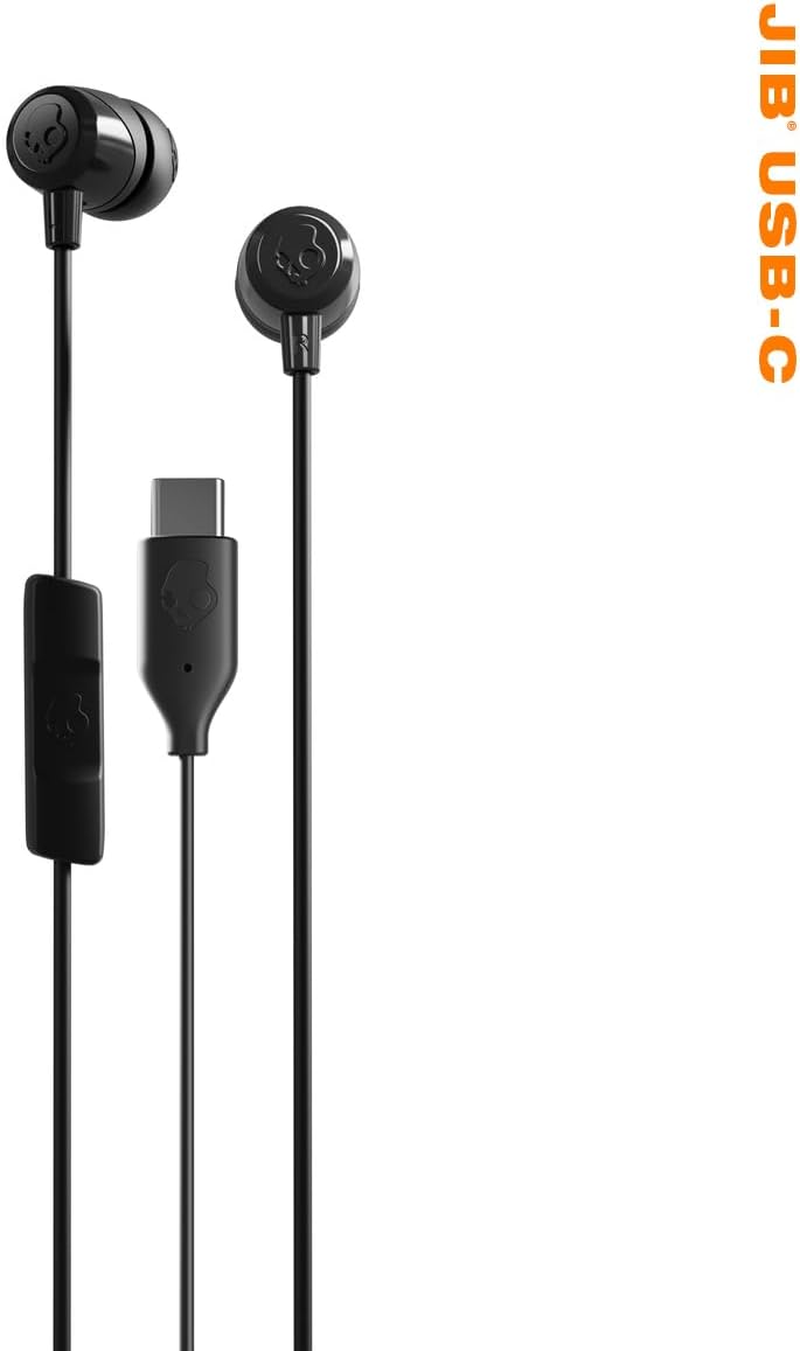 Skullcandy Jib USB-C Wired Earbuds with Noise Isolating Fit, Built-In Microphone Call and Track Control for Iphone Android, Ear Gels for Custom Fit - True Black - Bone image number 3