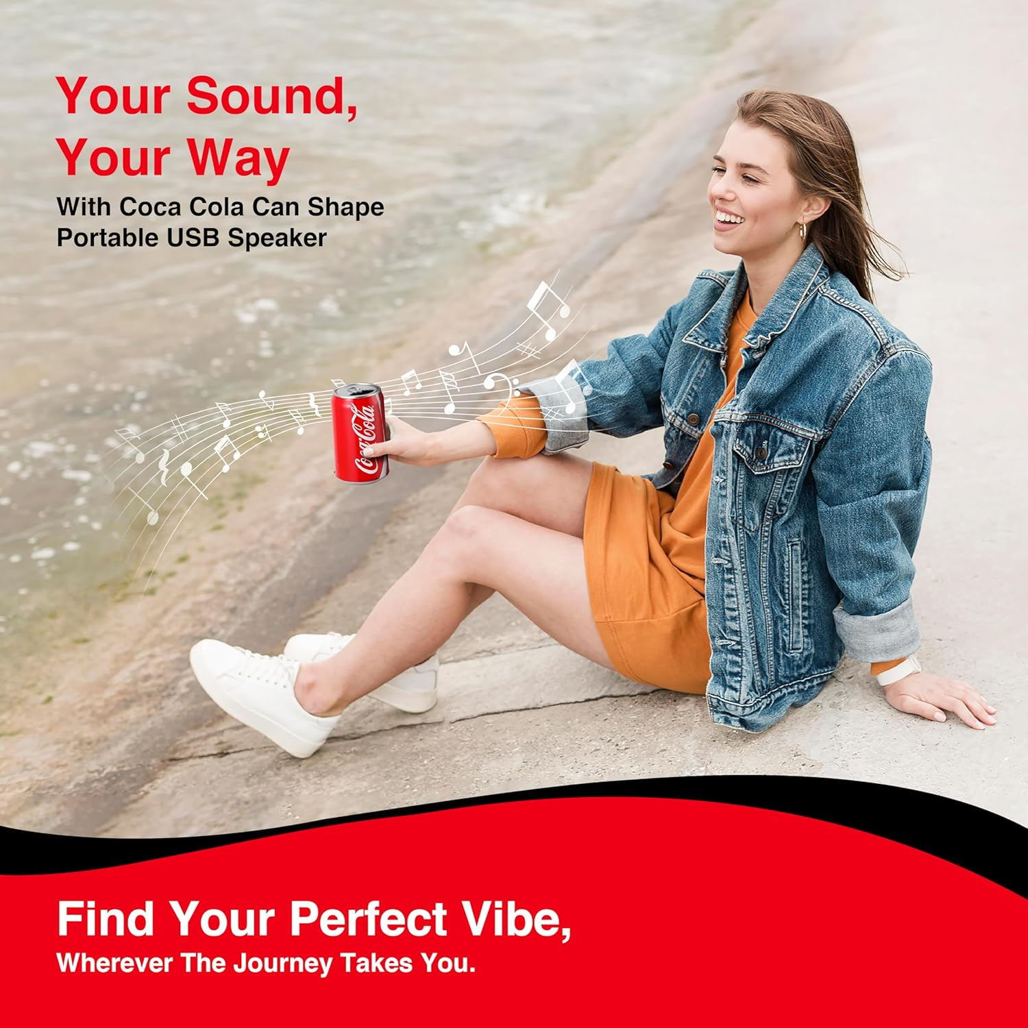 Coca-Cola Can Shape Bluetooth Speaker, Portable Wireless Speaker with Bluetooth 5.0, AUX, USB Slot & TF Slot | Loud Bass Sound | Compact Design for Indoor & Outdoor Use & Travel image number 4