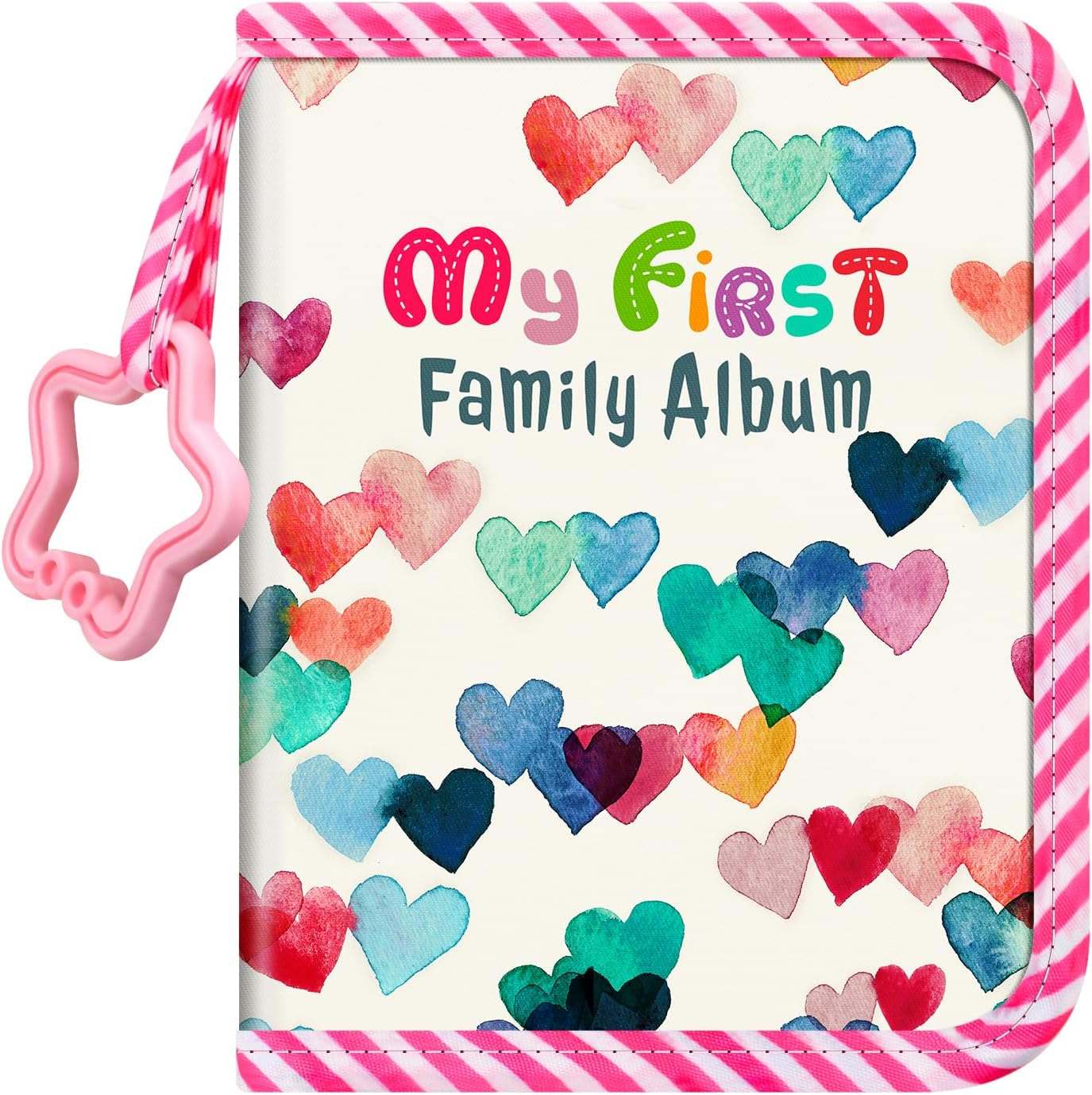 Fintie Baby Photo Album 4X6 Inch, 18 Photos My First Family Album Book with Soft Cloth Cover & Hook for Newborn/Toddlers/Kids/Baby Shower Memory Birthday Gifts, Raining Hearts image number 5