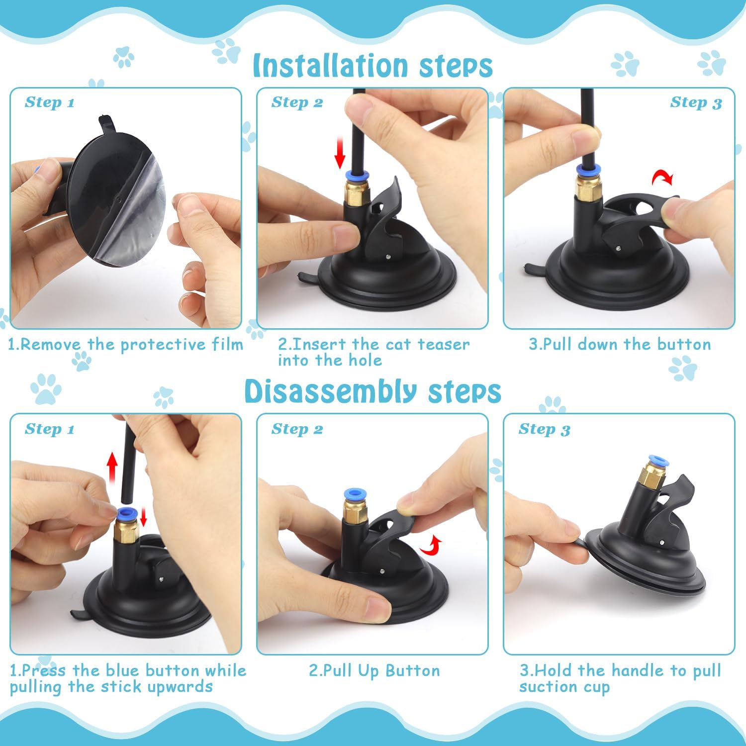 Interactive Cat Toy Set, Foldable Cat Tunnel, Angel Toy, 3-Way Play Tunnel for Cats, Rabbits, 39 Pieces, Cat Tangle Suction Cup, round Tunnel, Cat Toys Accessories, Cat Activity image number 4