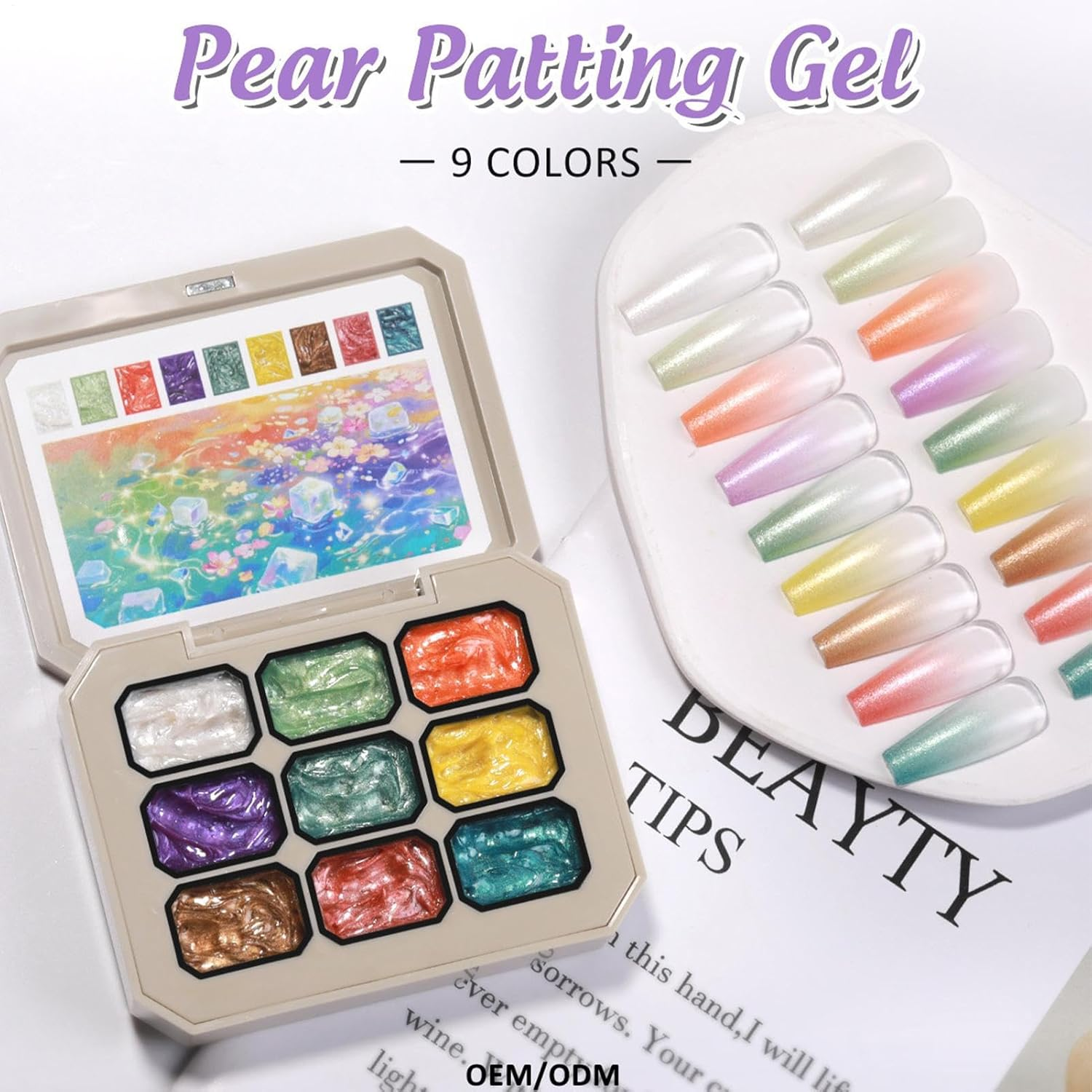 Pat Gel Polish | Manicure Gradient Painting Gel - 9-Color Polish Palette Accessories Nail Design Art Tools for Women Manicure Creation Painting image number 3