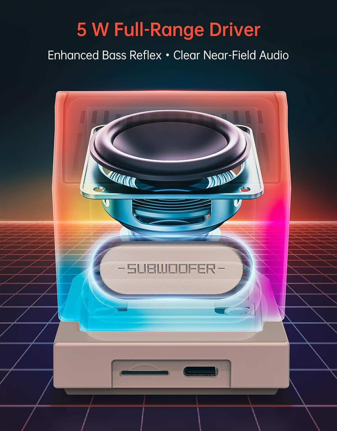 Divoom Minitoo Retro Pixel Bluetooth Speaker &ndash; 90S-Inspired PC Design,App Control, Alarm, White Noise, Retro Desk Speaker for Music, Room Decor